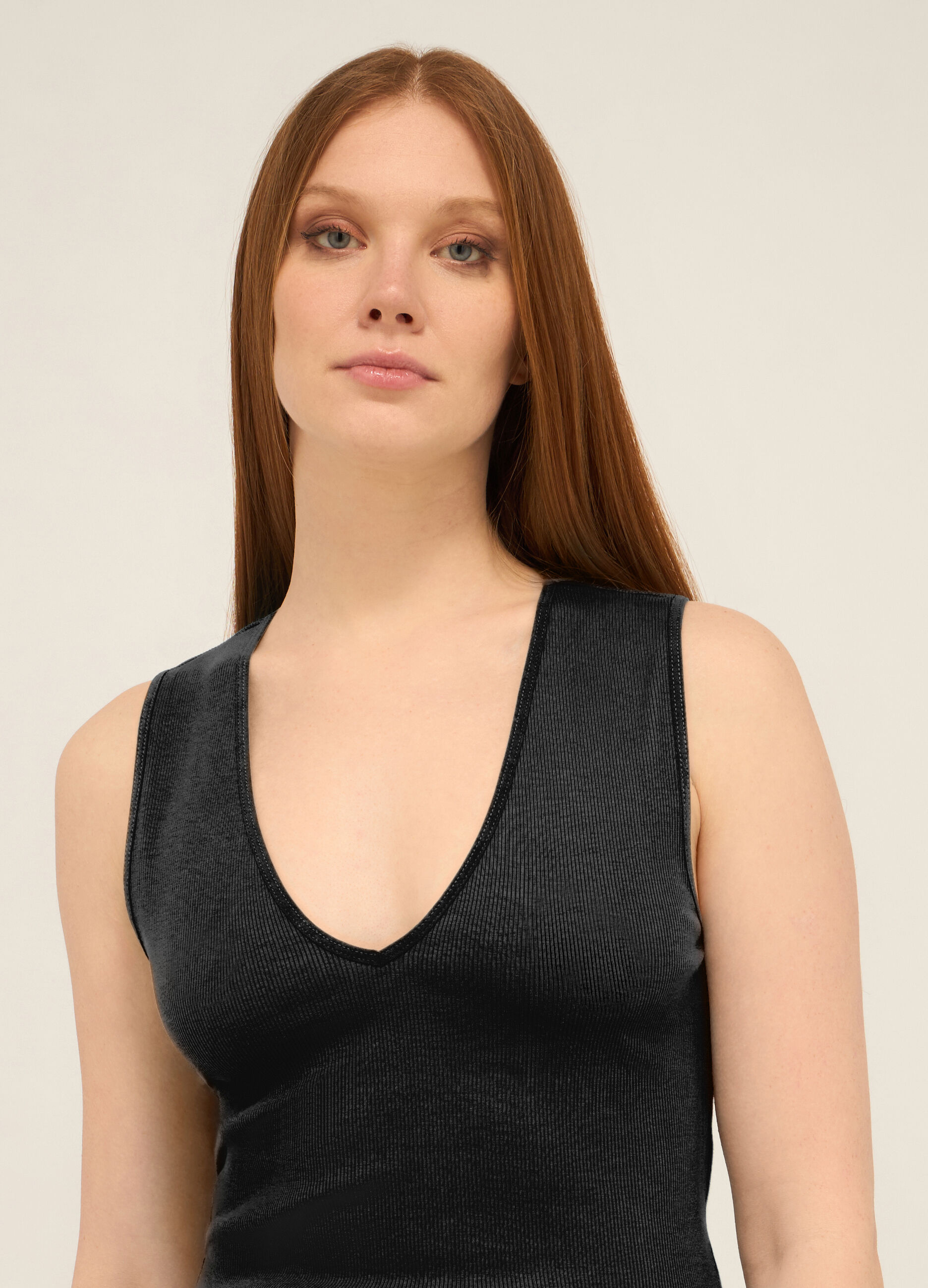 Top in costina di cotone stretch donna_2