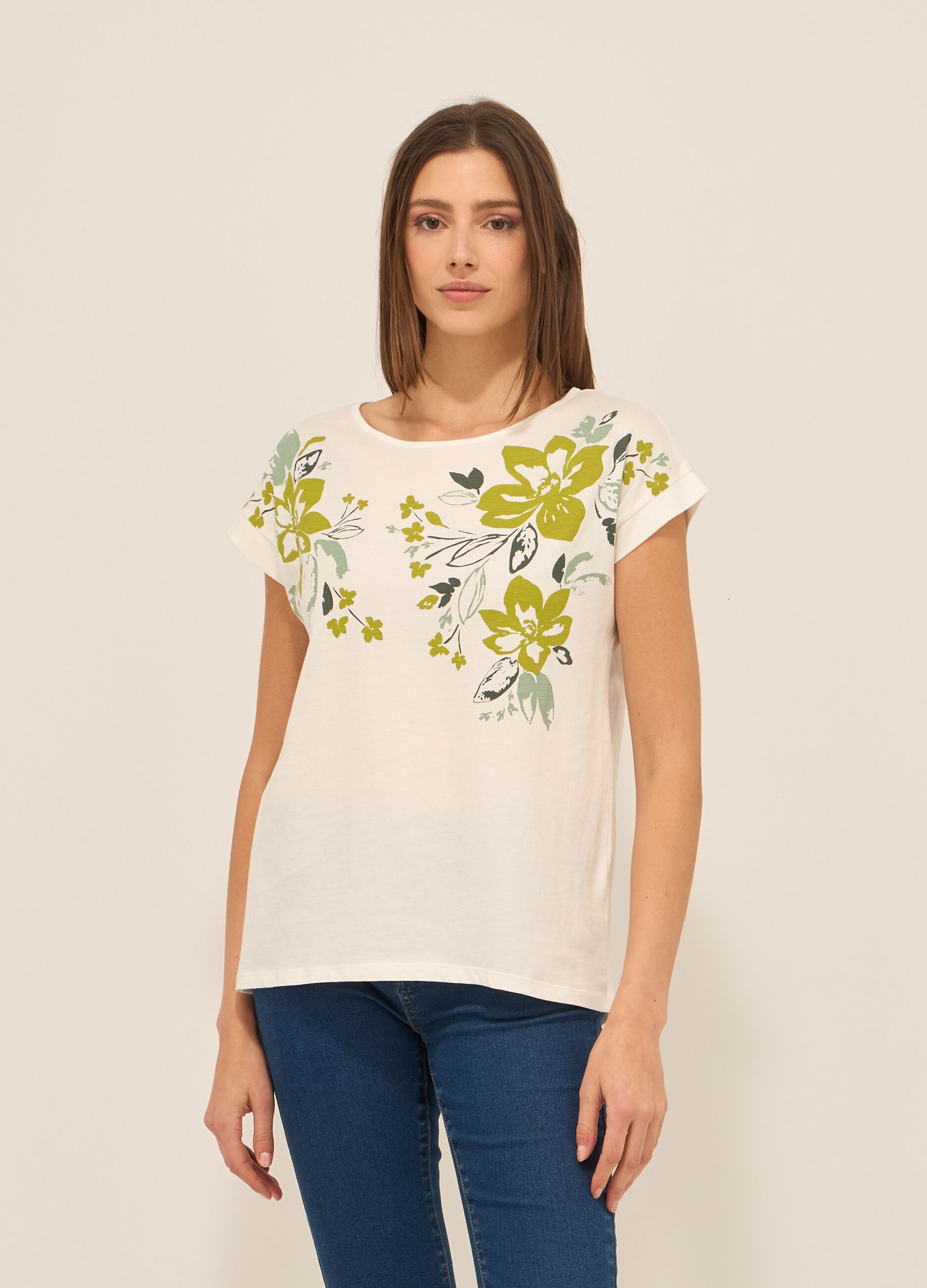 T-shirt in jersey di puro cotone donna_0