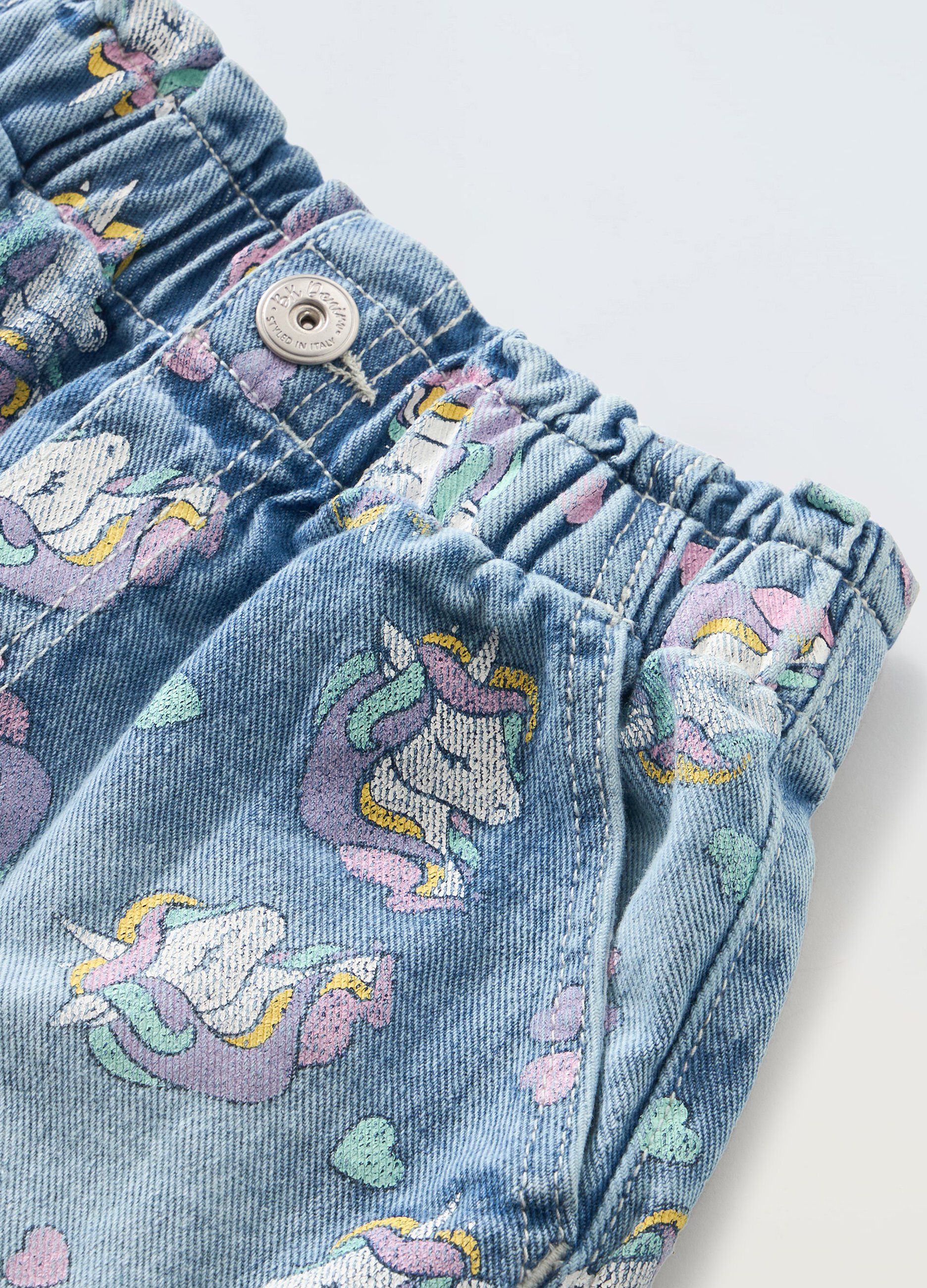 Shorts in denim di puro cotone bambina_1