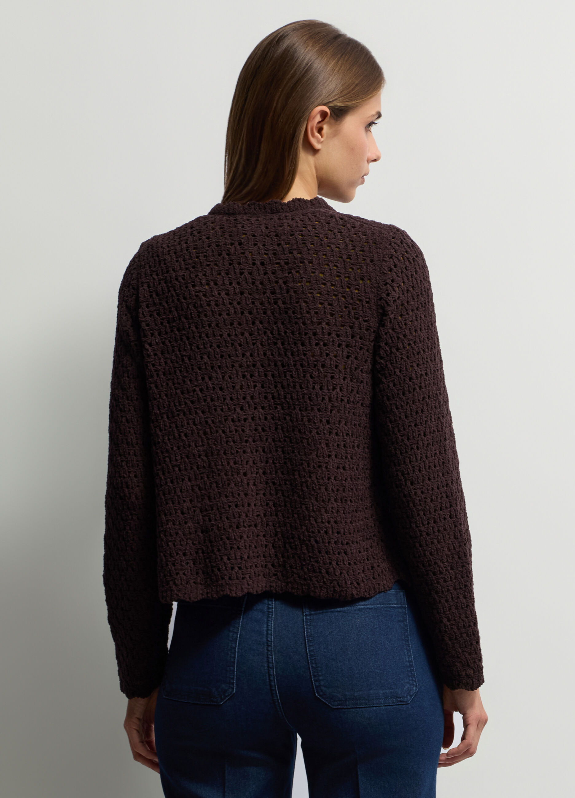 Cardigan girocollo operato donna _1