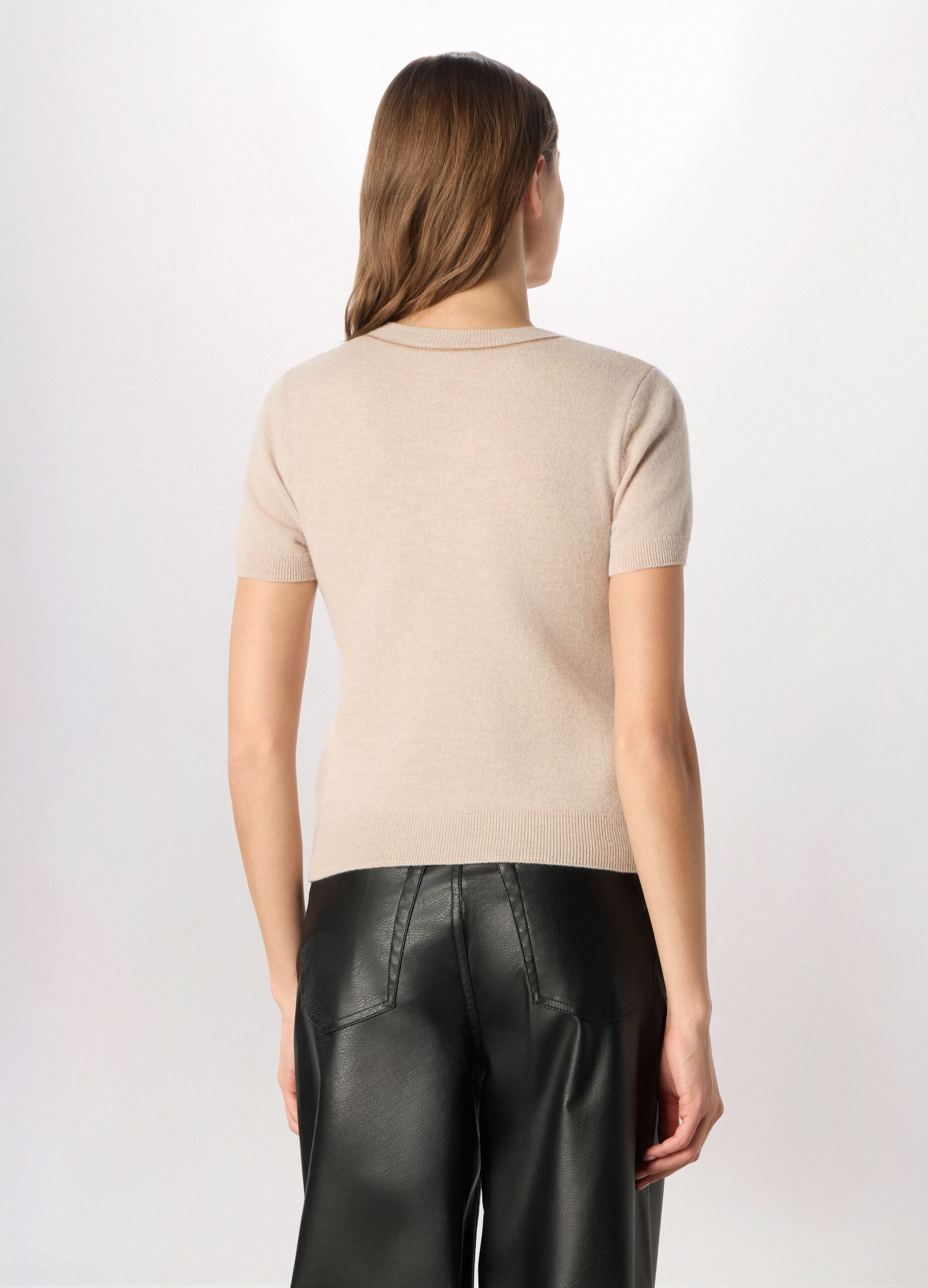 Tricot a maniche corte in pura lana donna_1