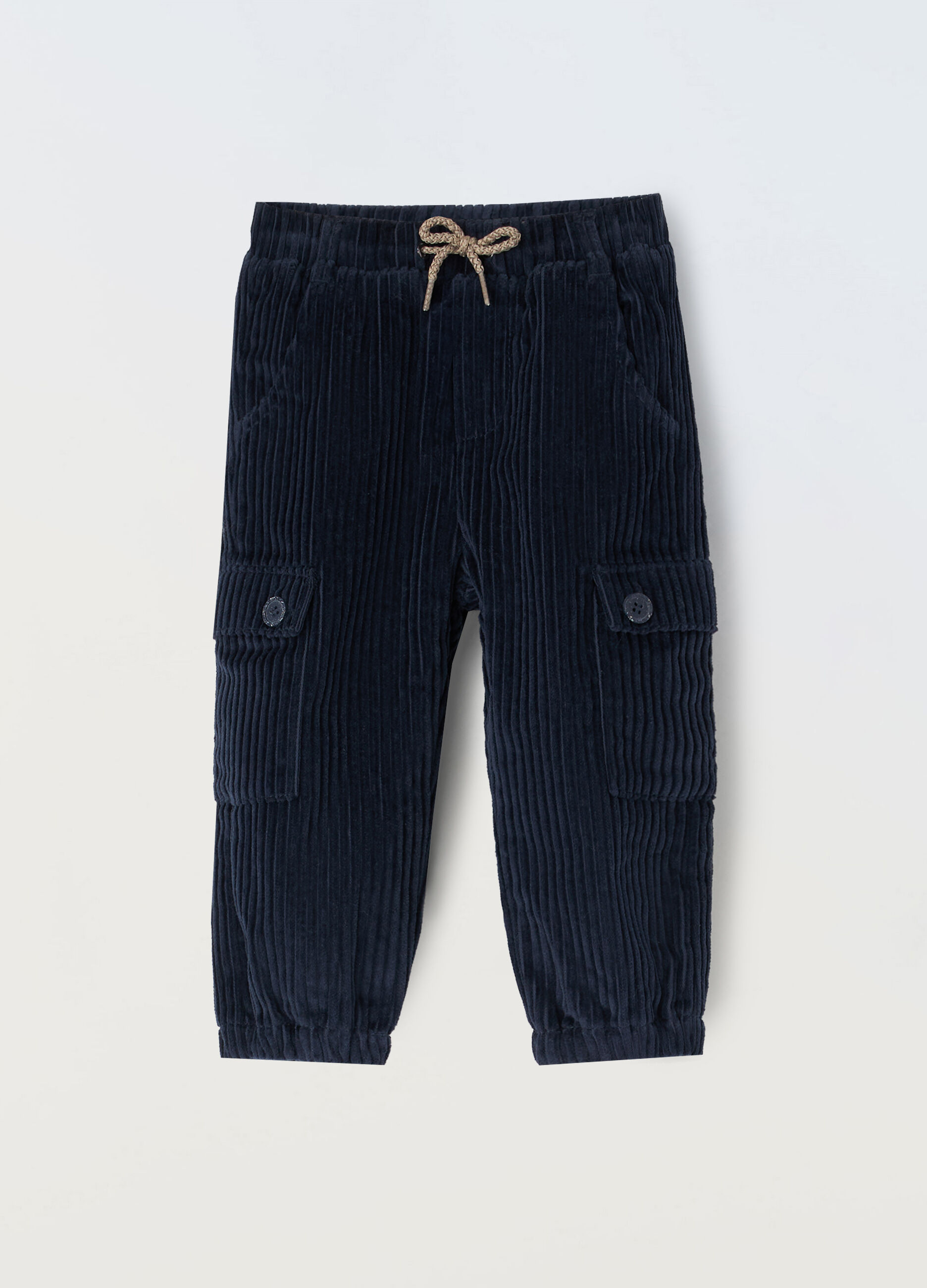 Pantaloni in costina di puro cotone neonato_0