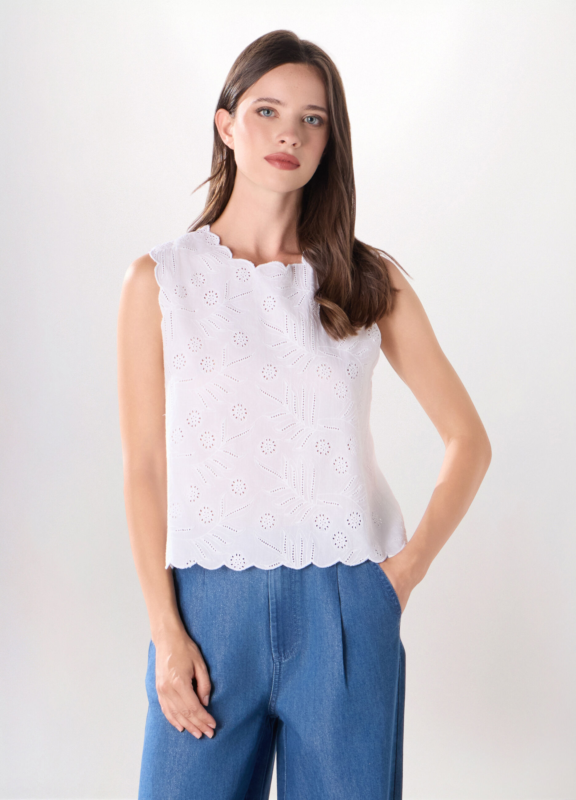 Top cropped in puro cotone donna_0