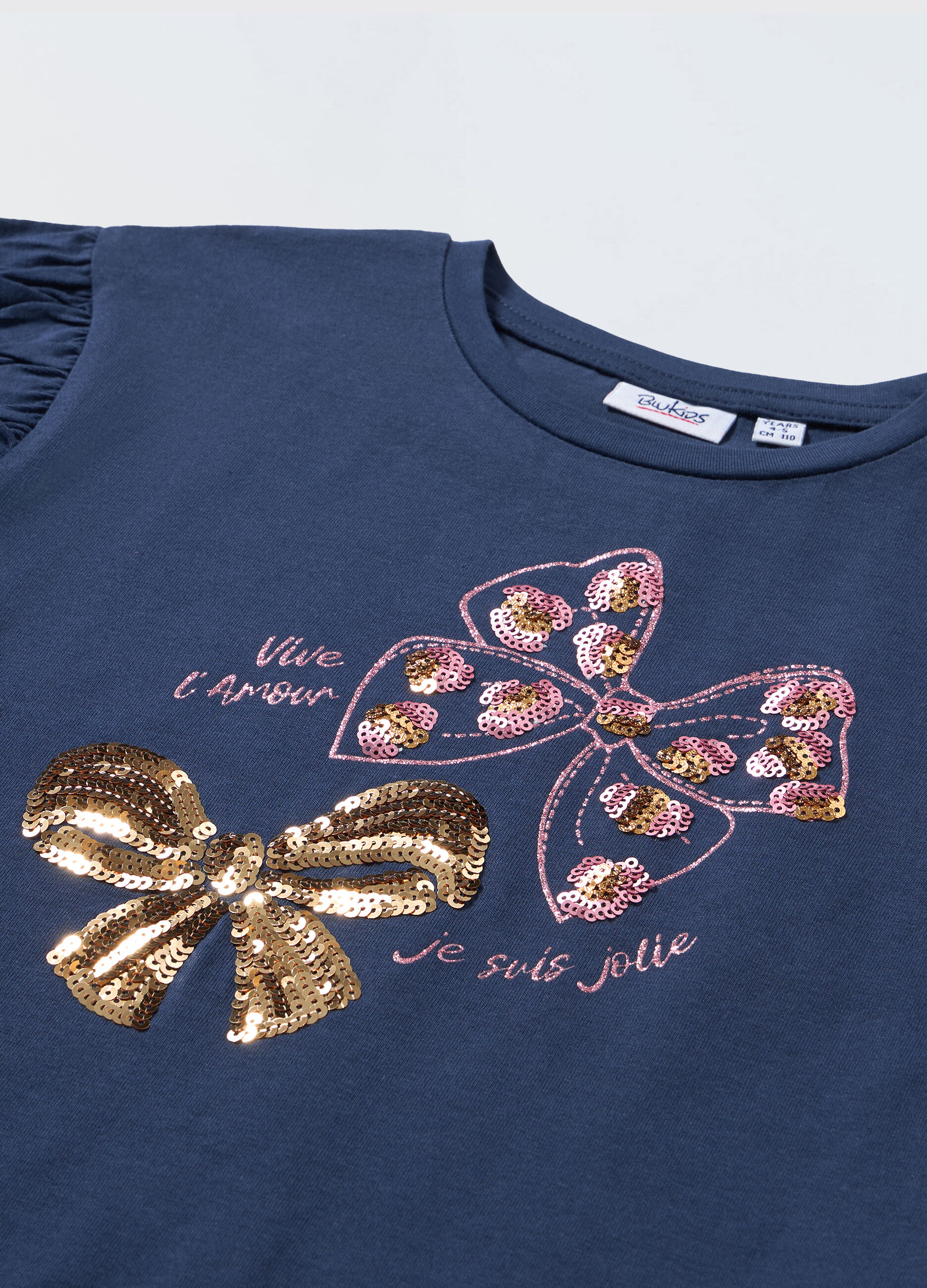 T-shirt in puro cotone con paillettes bambina_1