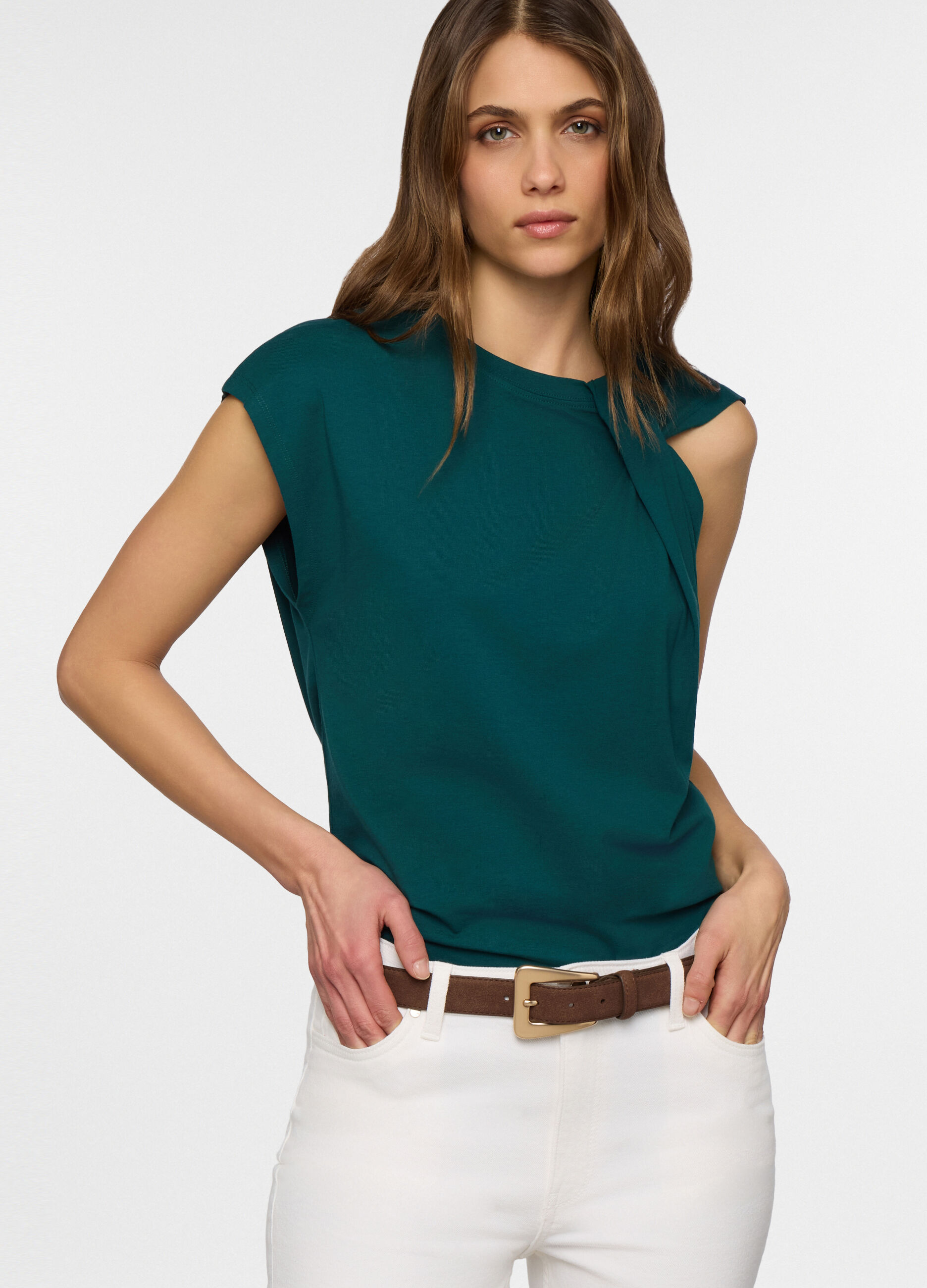 T-shirt girocollo stretch donna_0