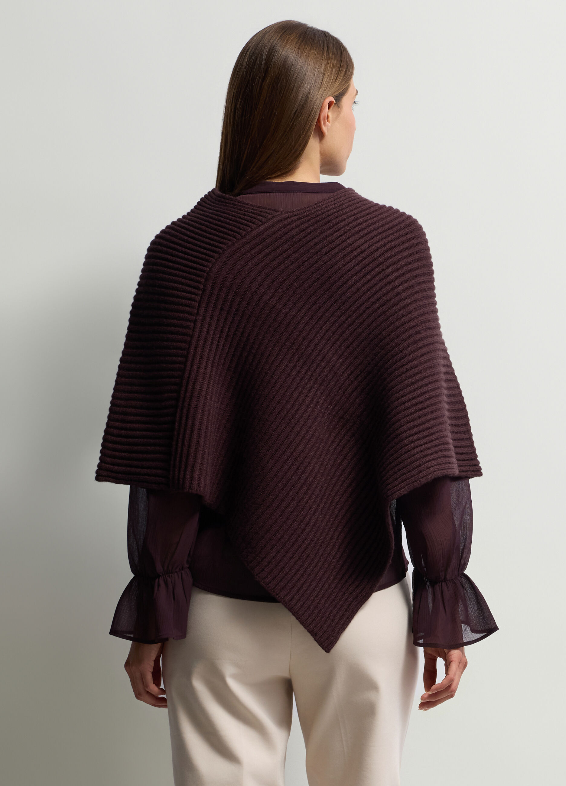 Poncho girocollo in costina donna_1
