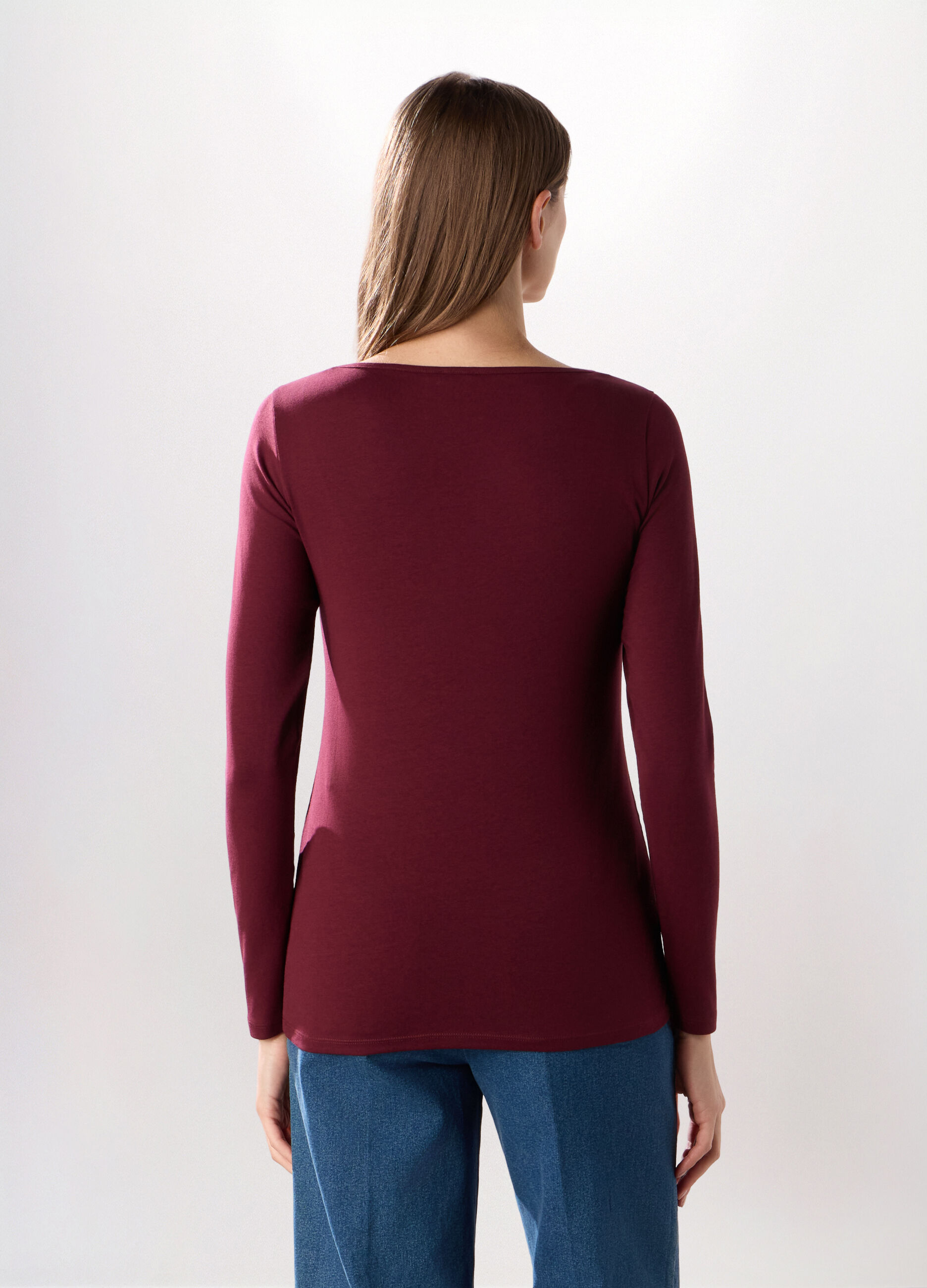 T-shirt in jersey di cotone stretch donna_1