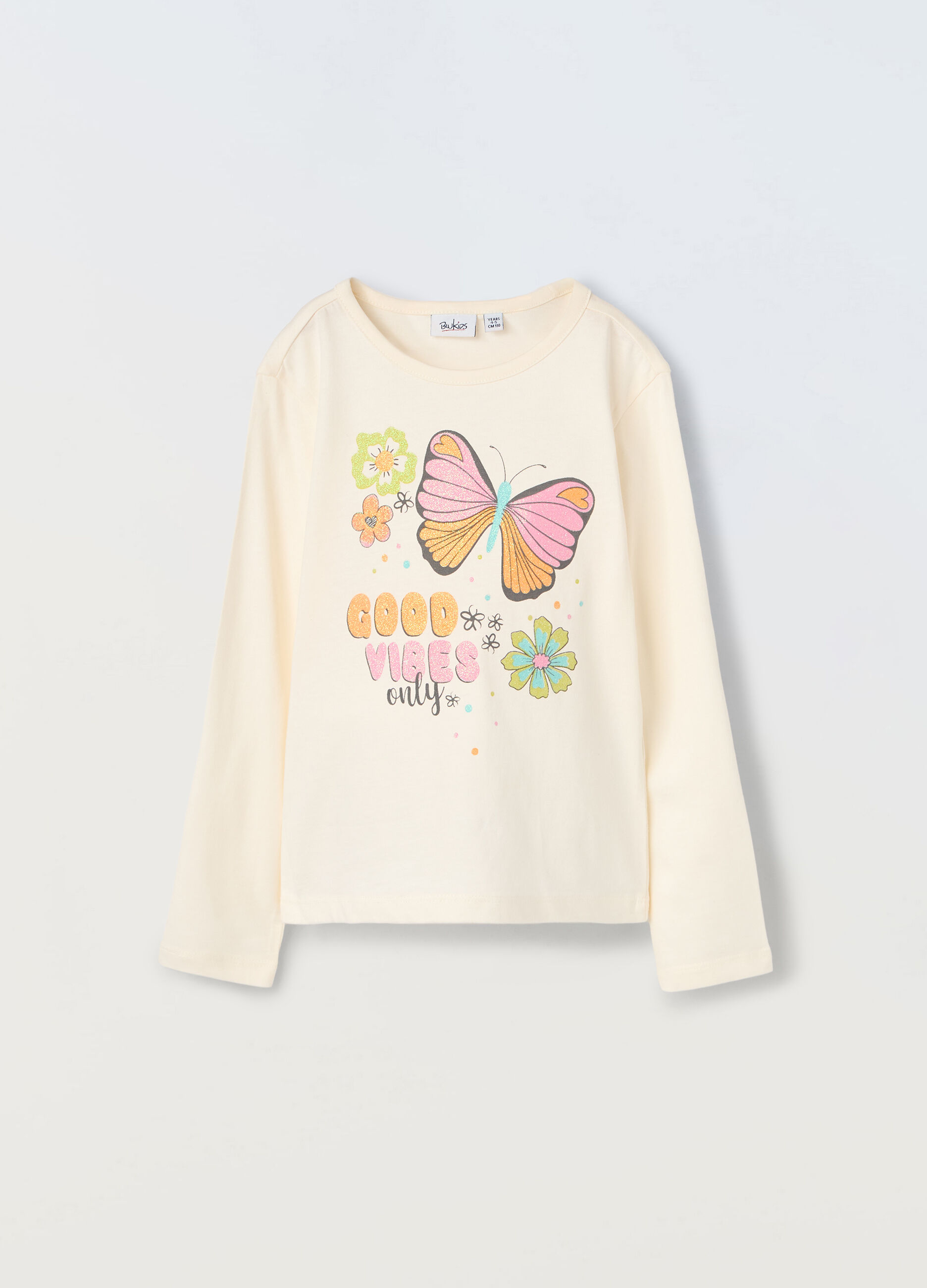T-shirt in puro cotone a maniche lunghe bambina_0