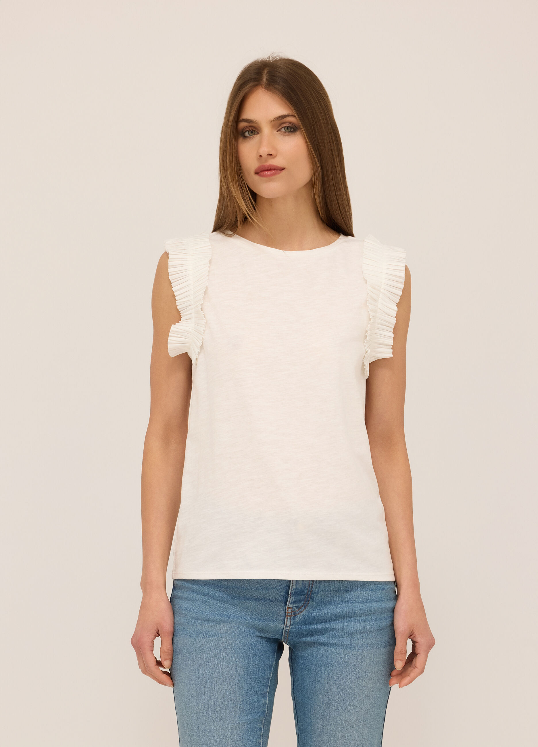 Canotta in jersey di cotone slub donna