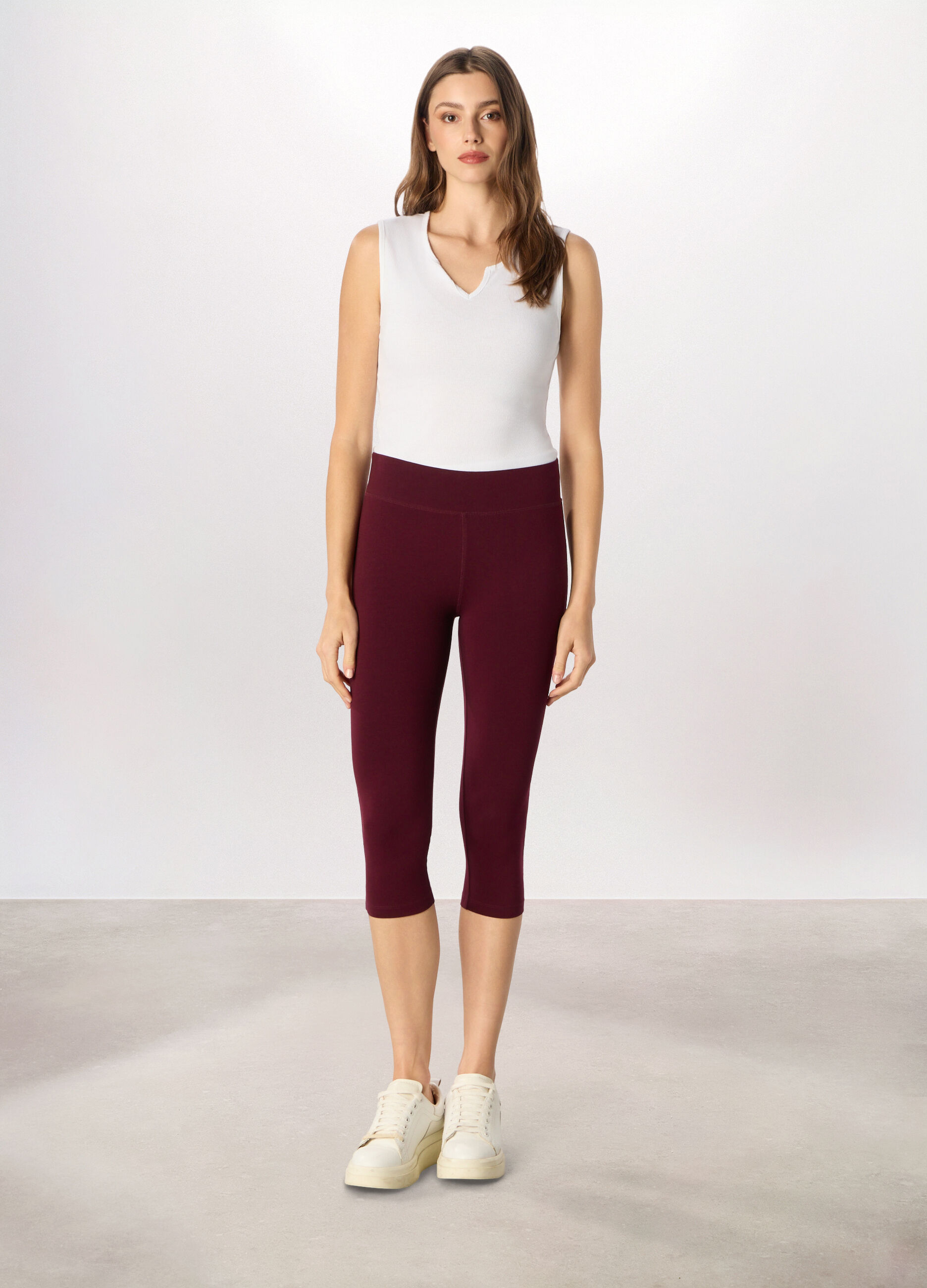 Leggings capri in jersey di cotone stretch Holistic fitness donna_0