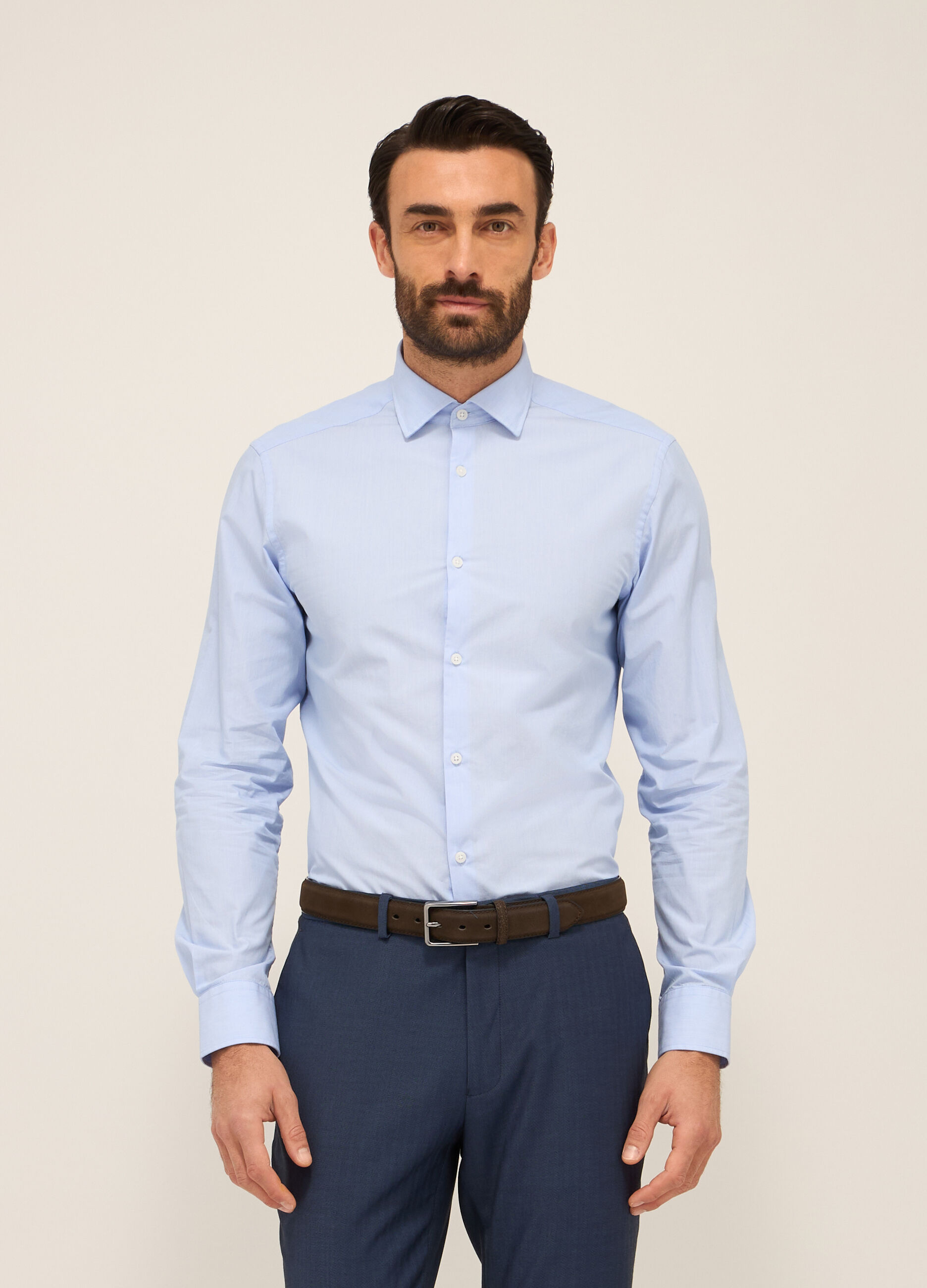 Camicia regular fit in puro cotone uomo_0
