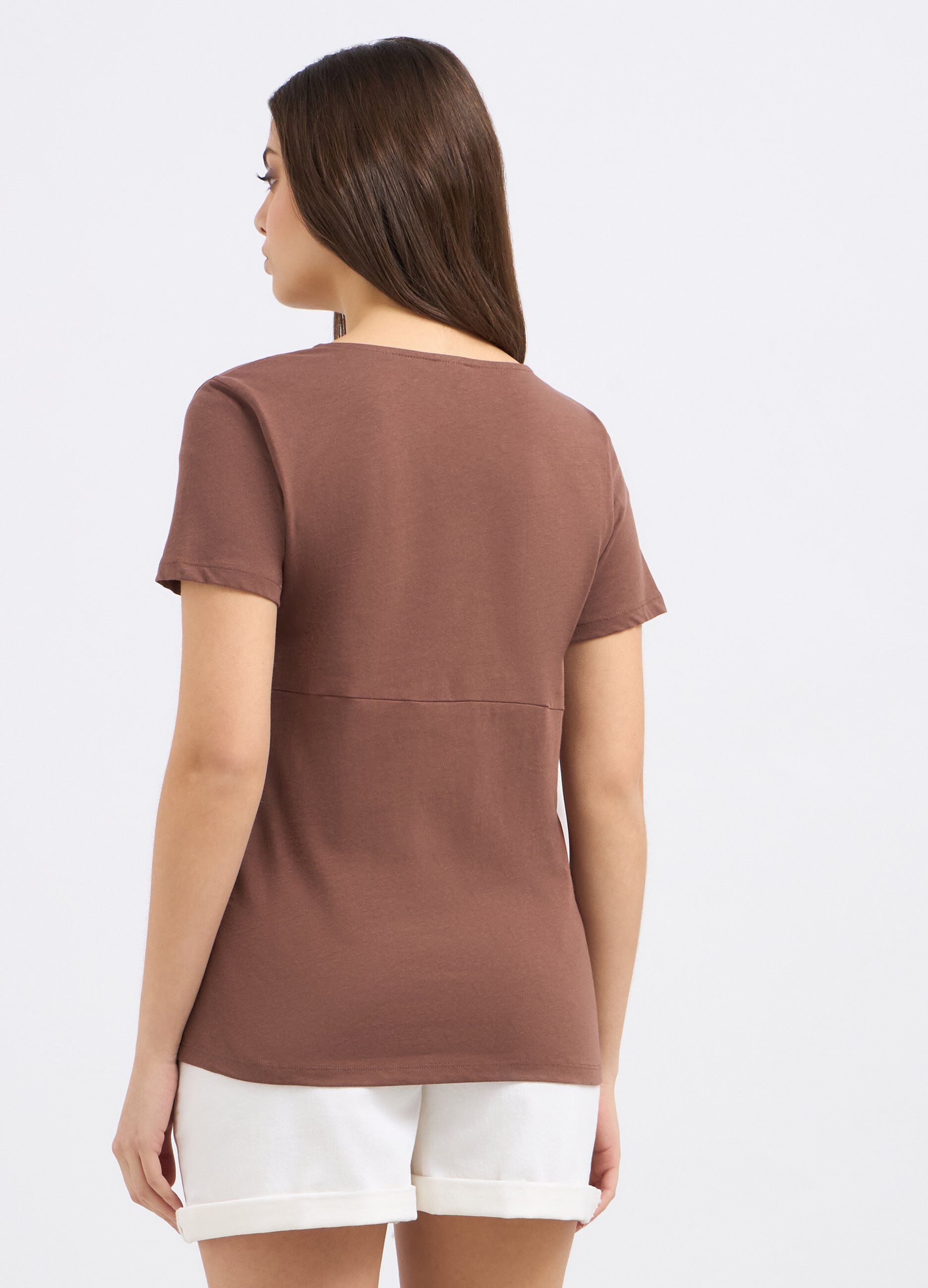 T-shirt in puro cotone con scollo quadrato donna