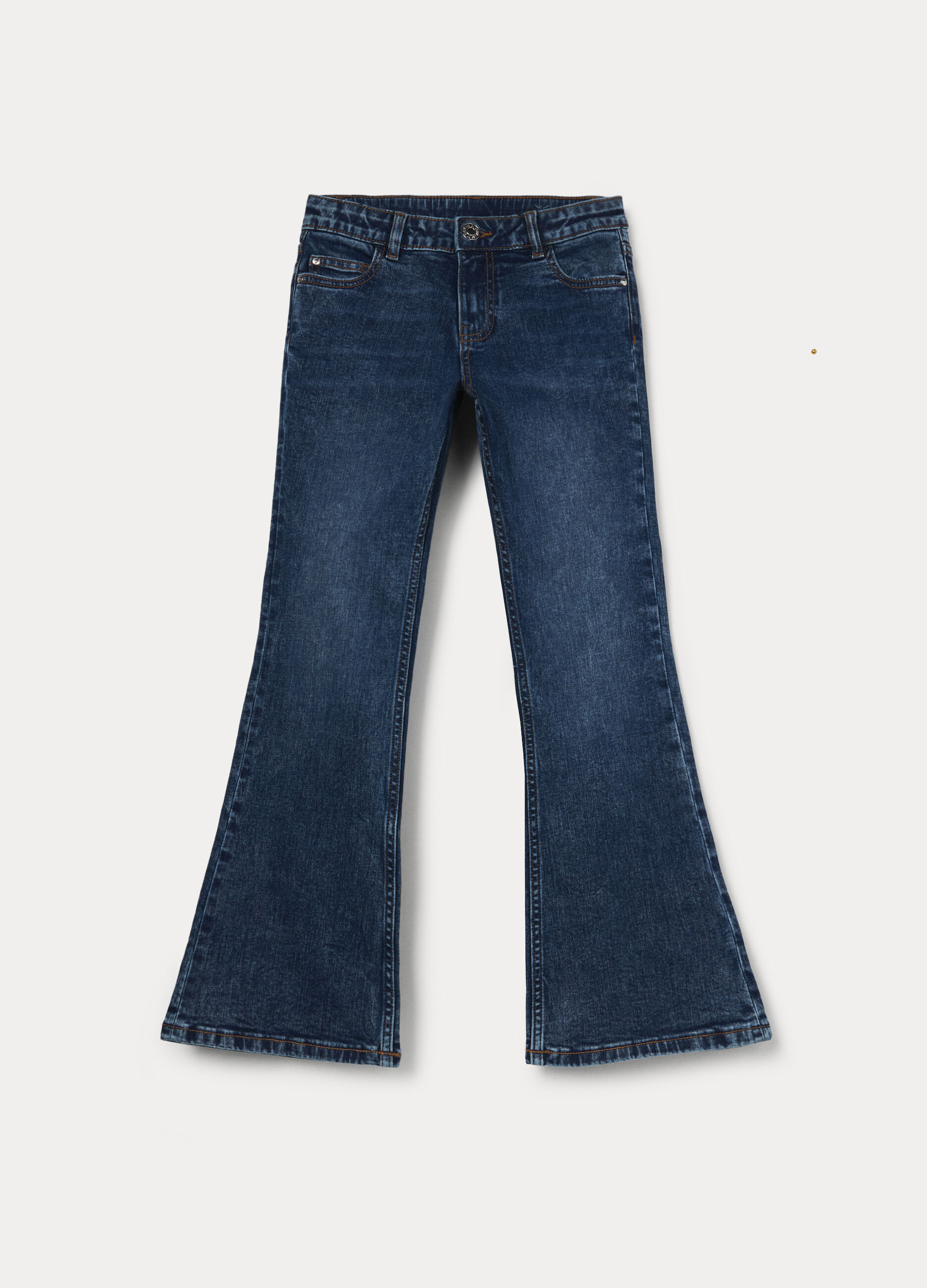 Pantaloni flare fit in denim di cotone stretch ragazza_0