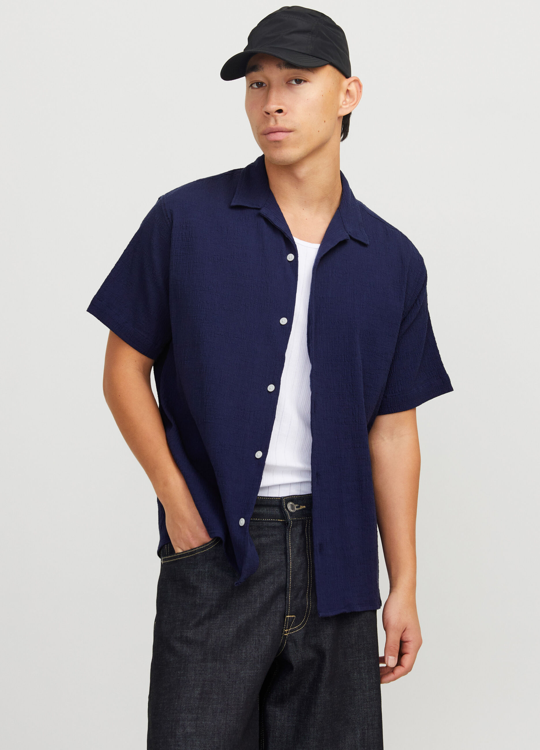 Camicia a maniche corte in garza uomo_2