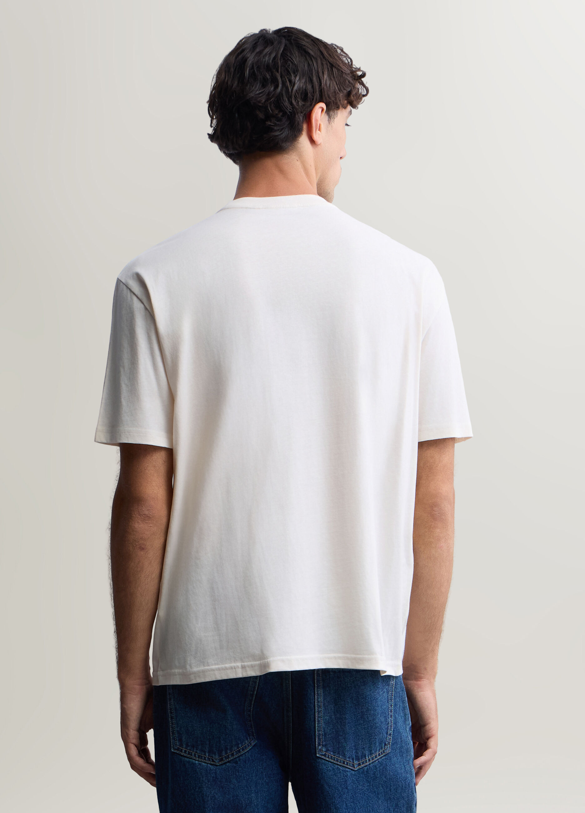 T-shirt girocollo in cotone con stampa Hokusai uomo_1