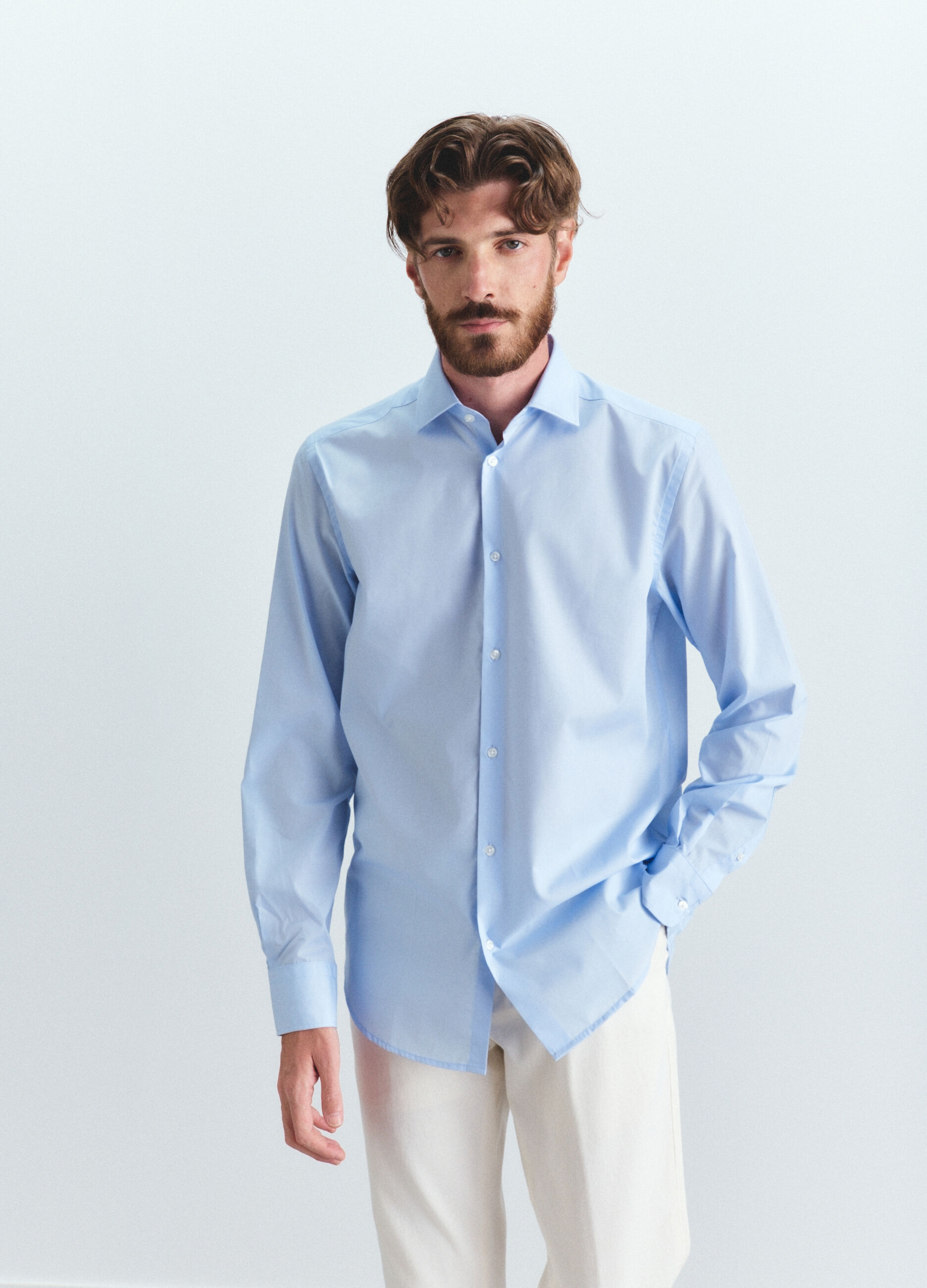 Camicia regular fit in misto cotone uomo_1