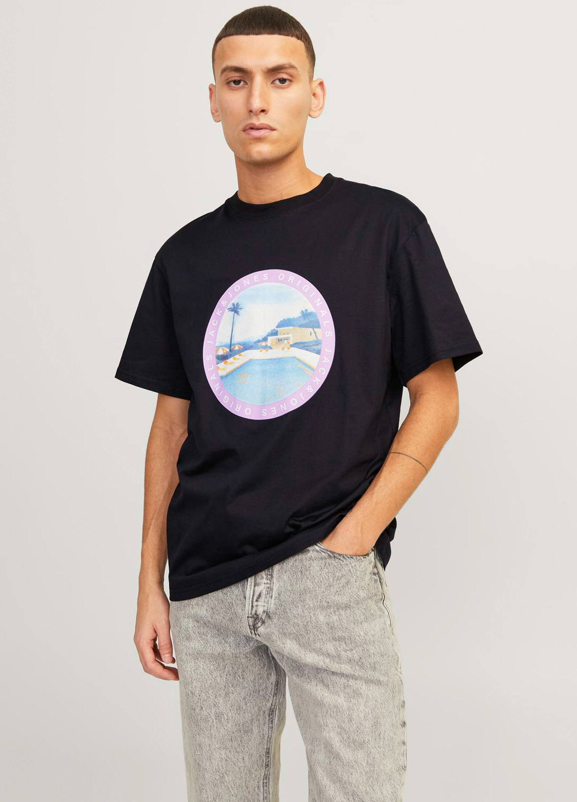 T-shirt girocollo in jersey con stampa uomo_2