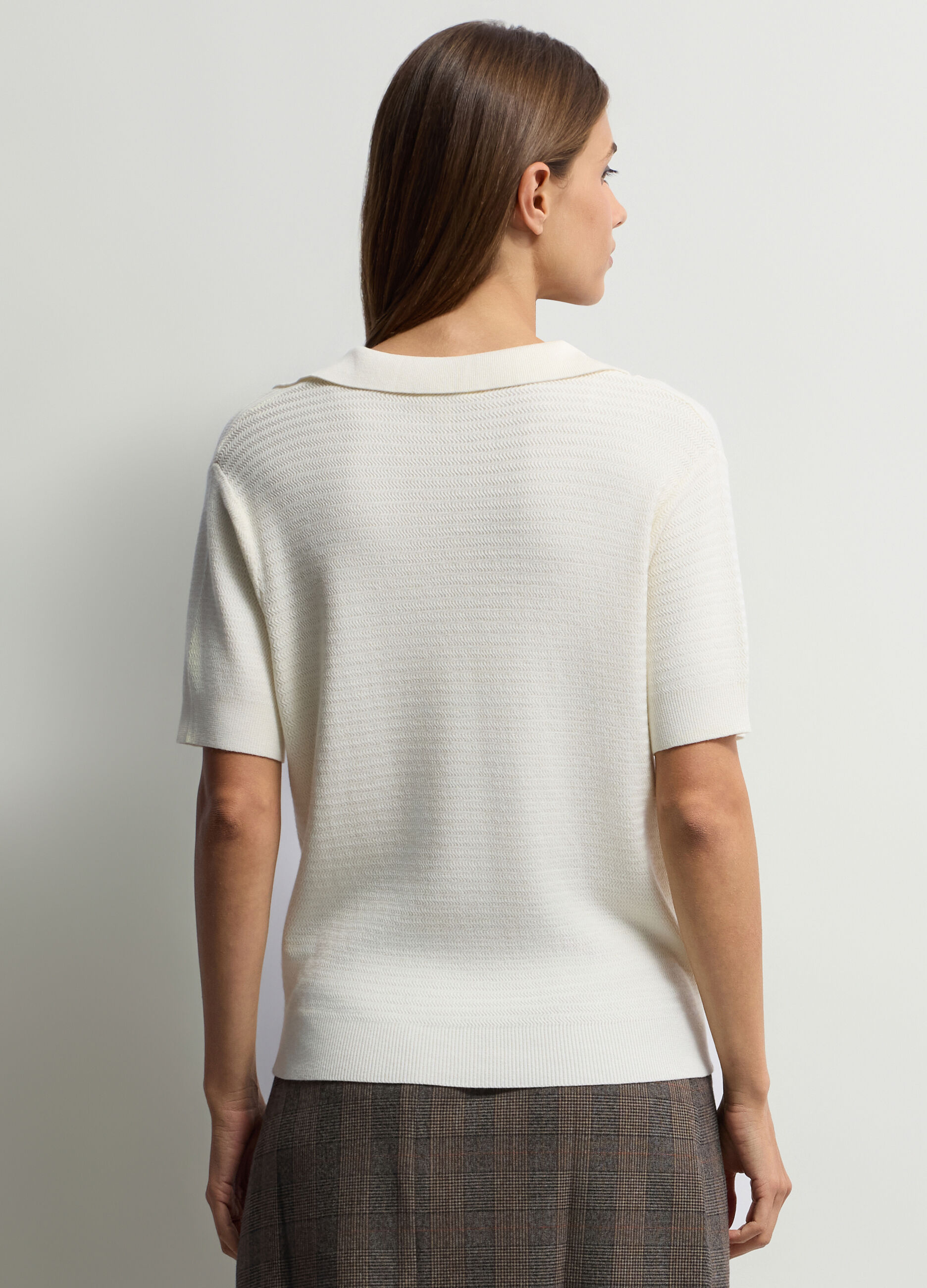 Maglia con colletto polo operata donna_1