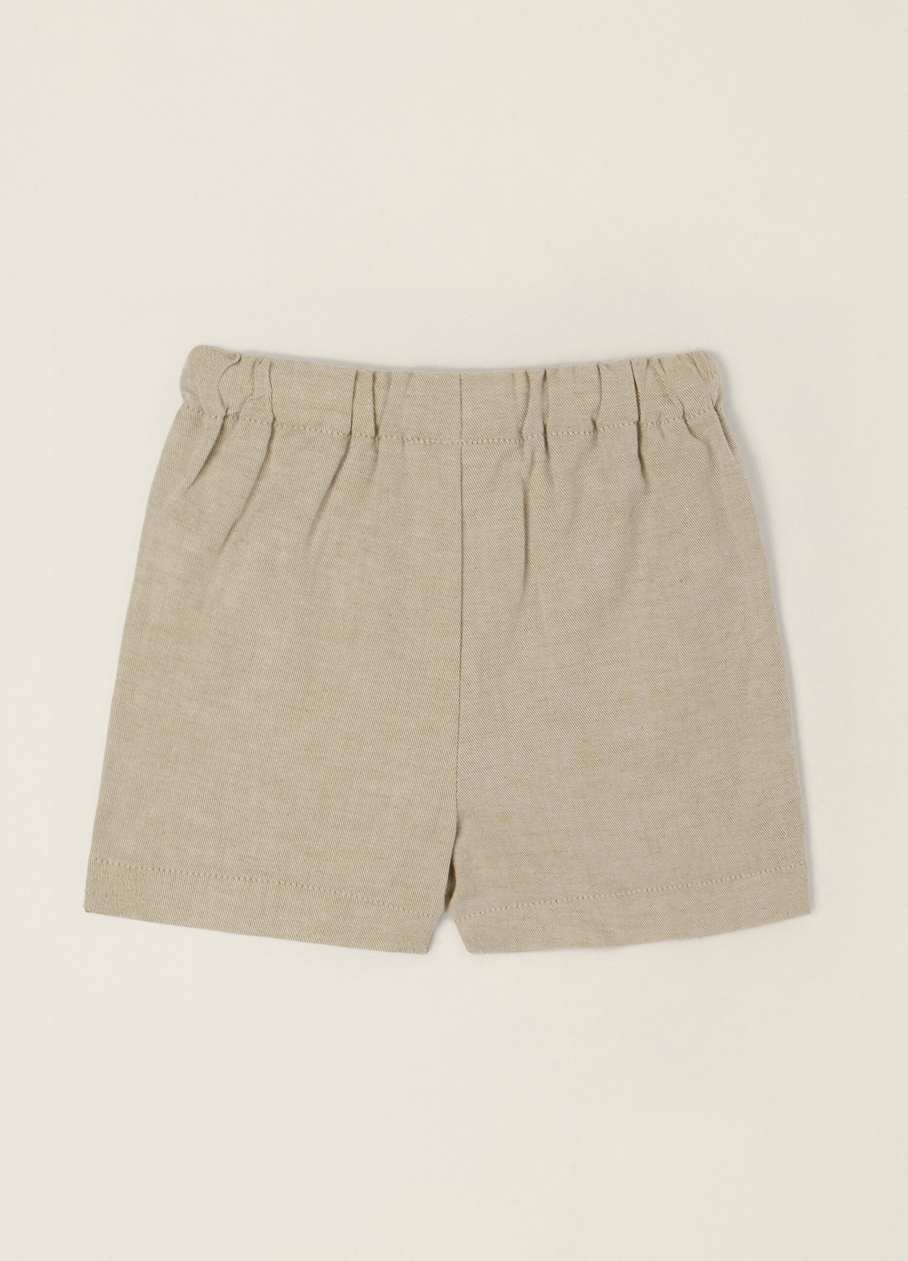 Shorts beige in misto cotone e lino_1