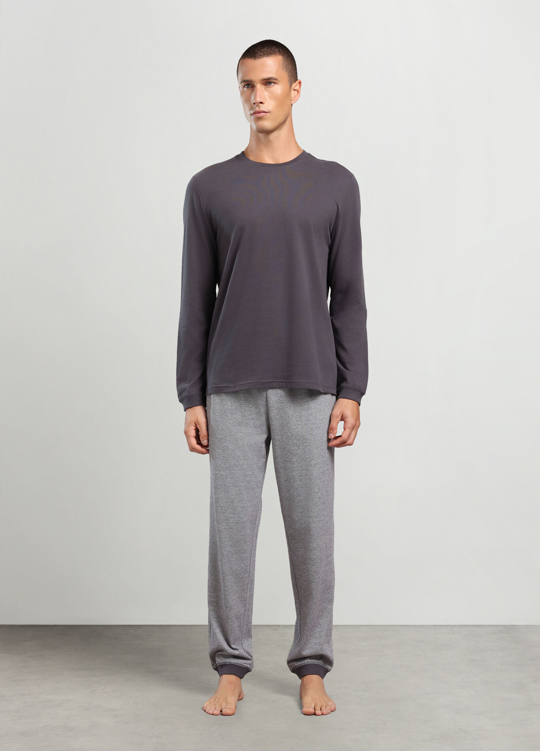 Maglietta a maniche lunghe in puro cotone uomo_0