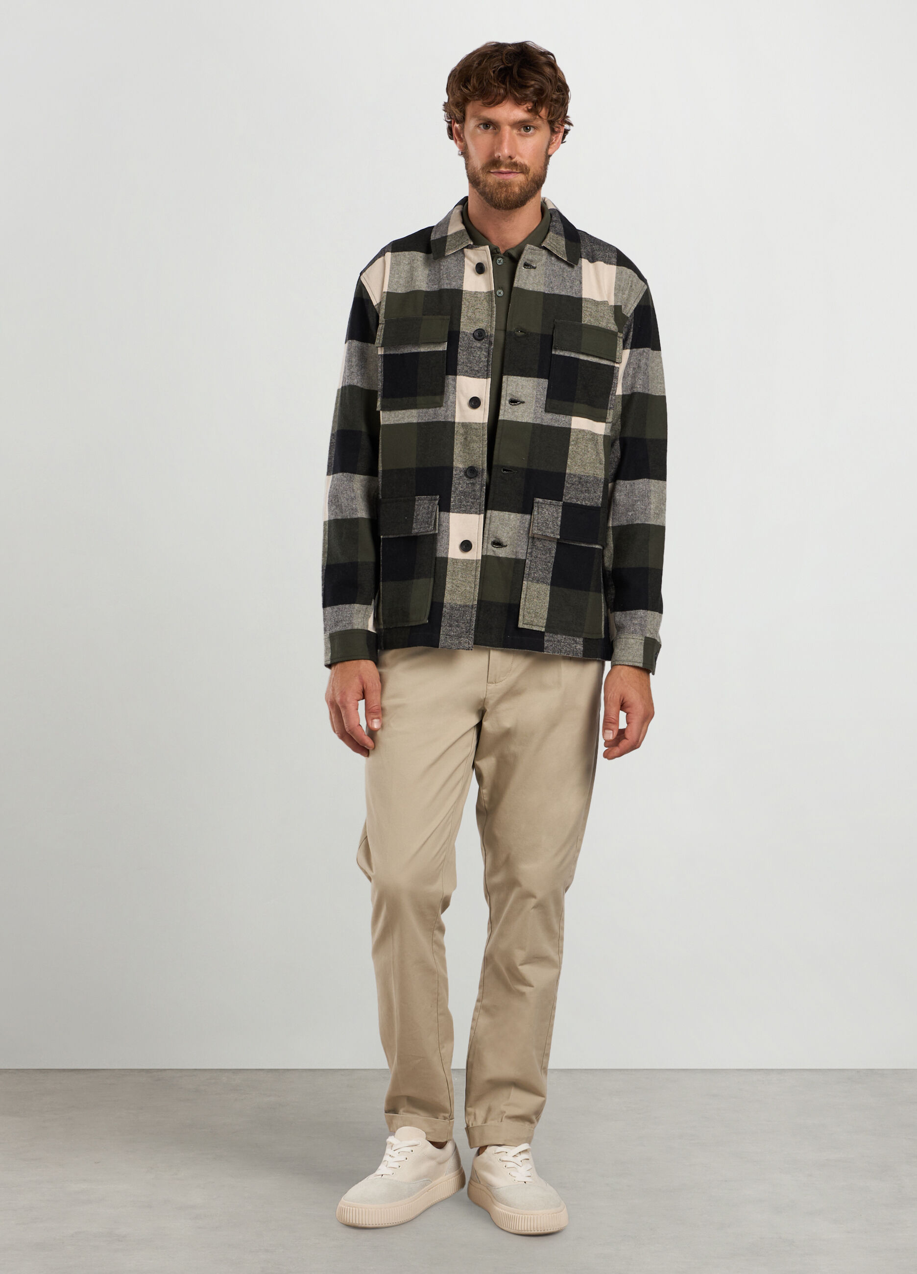 Overshirt a quadri in flanella uomo_0