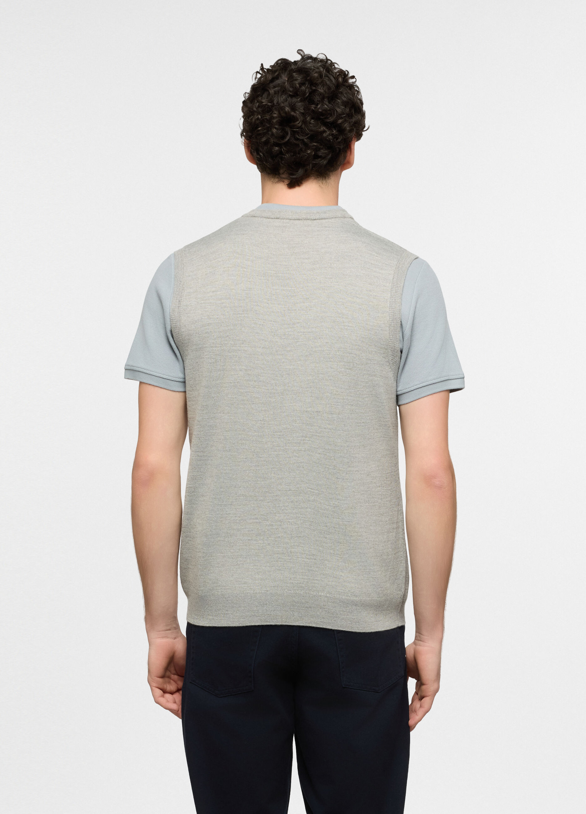 Gilet collo a V in jersey uomo_1