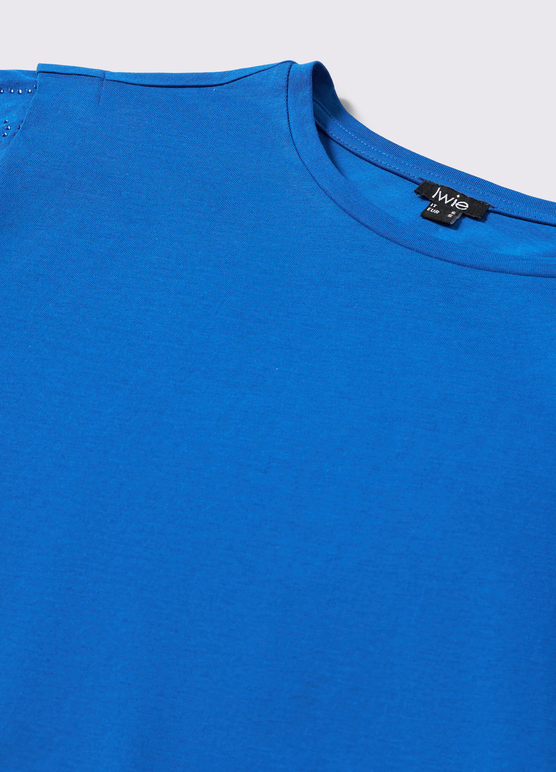 T-shirt in puro cotone con strass donna