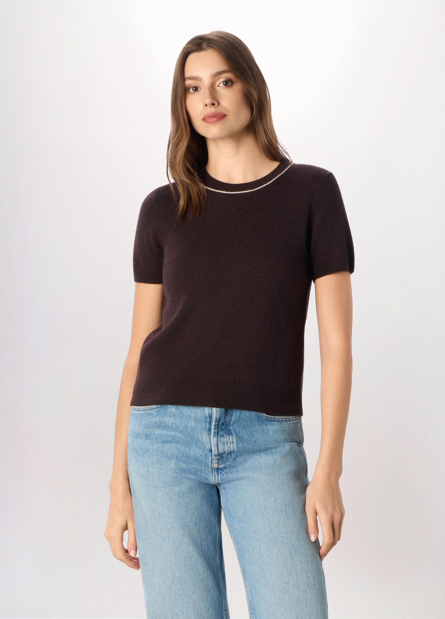 Tricot a maniche corte in pura lana donna_0