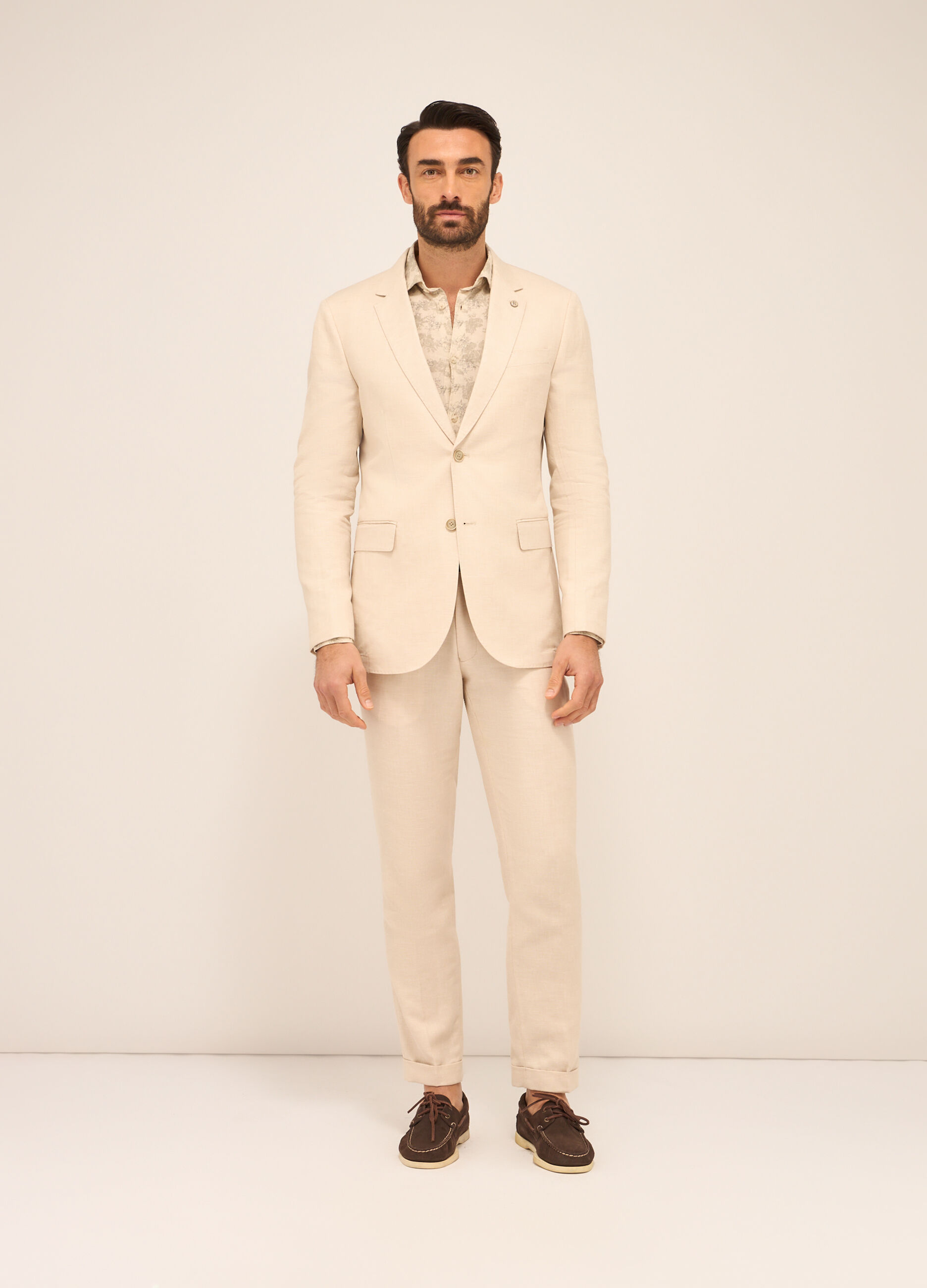 Pantaloni classici in cotone e lino uomo_0