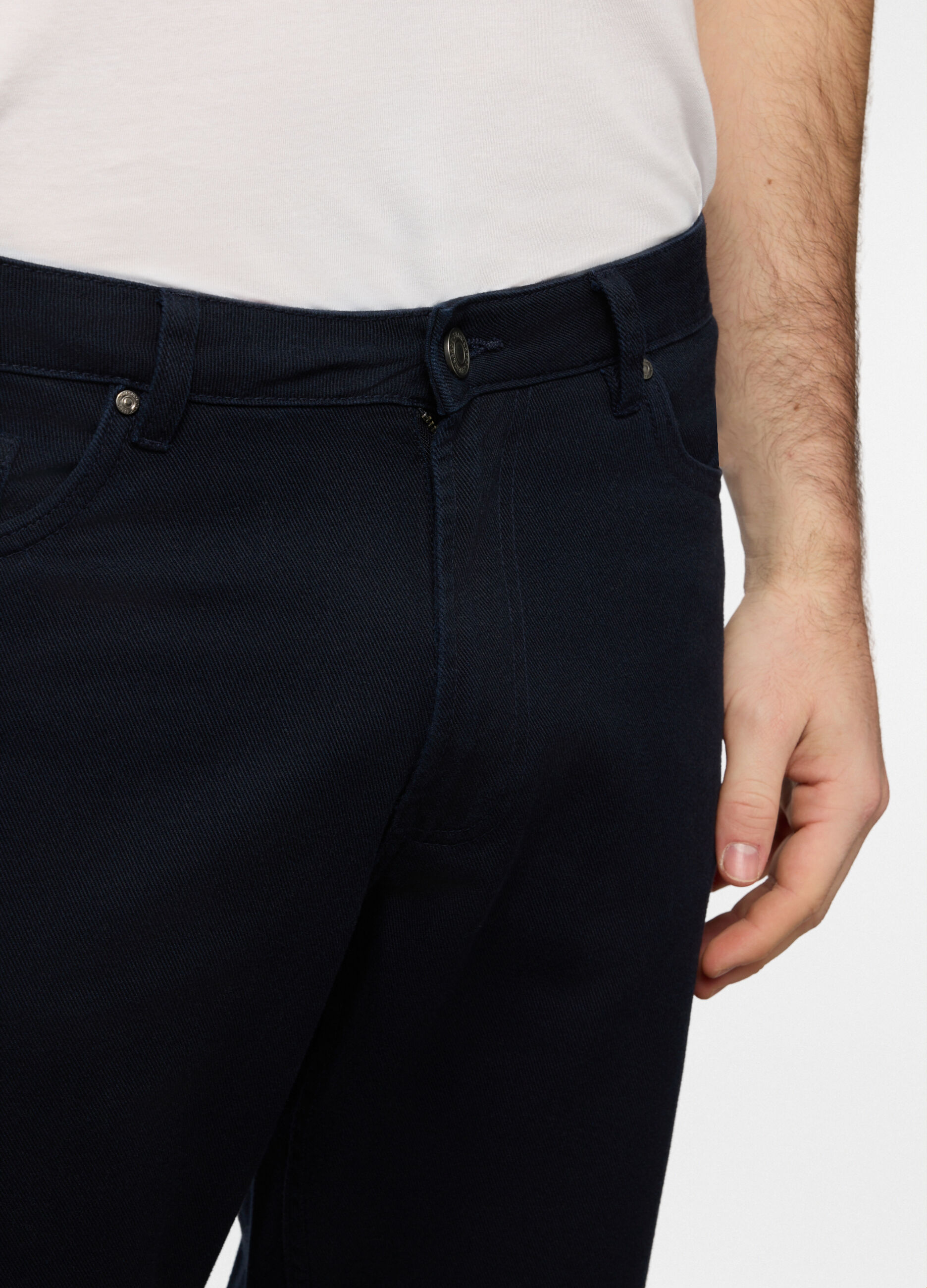 Pantalone regular fit in twill di cotone blu uomo_3