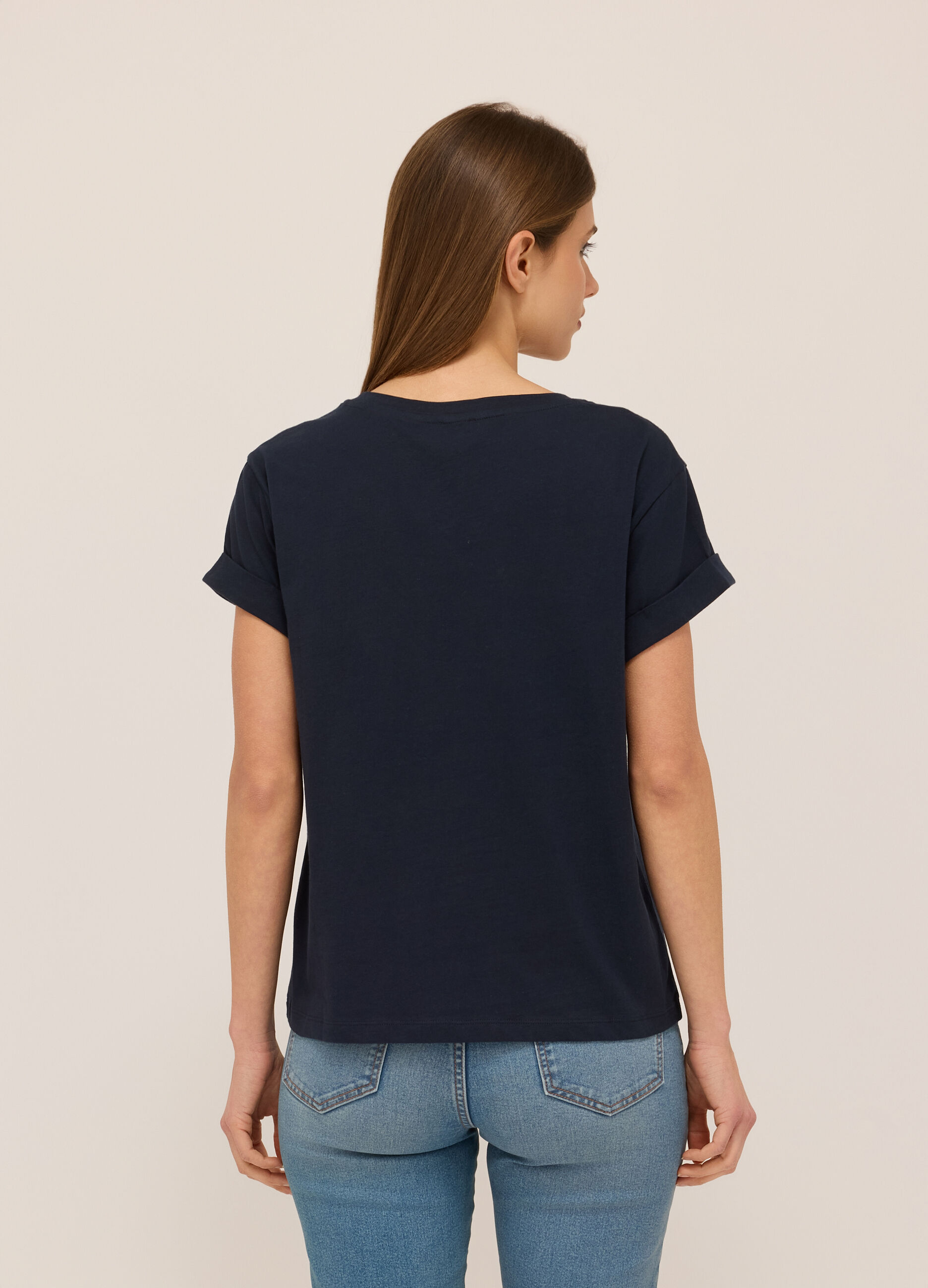 T-shirt in jersey di puro cotone donna_1