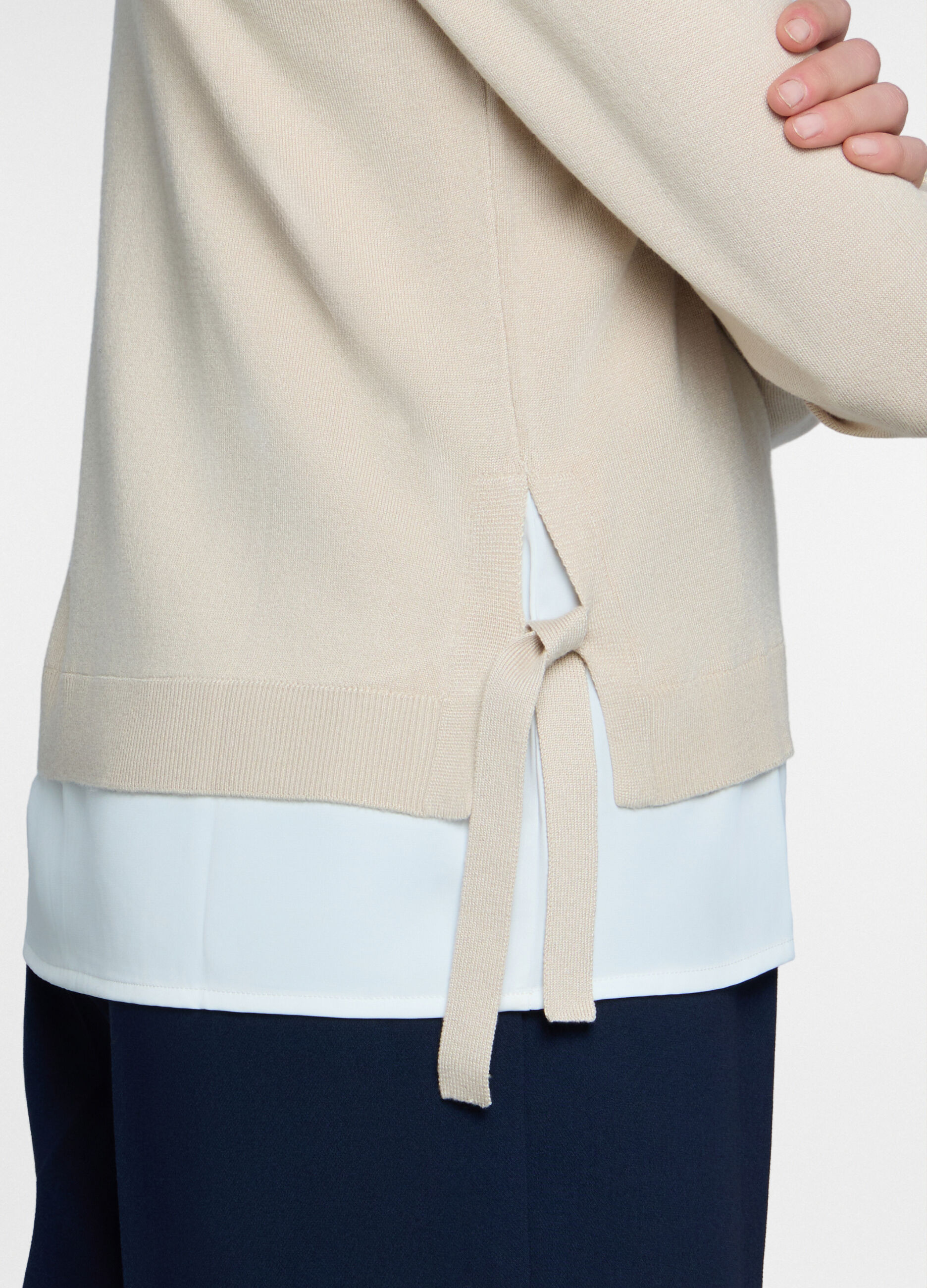 Maglia girocollo rasata con inserto donna_2