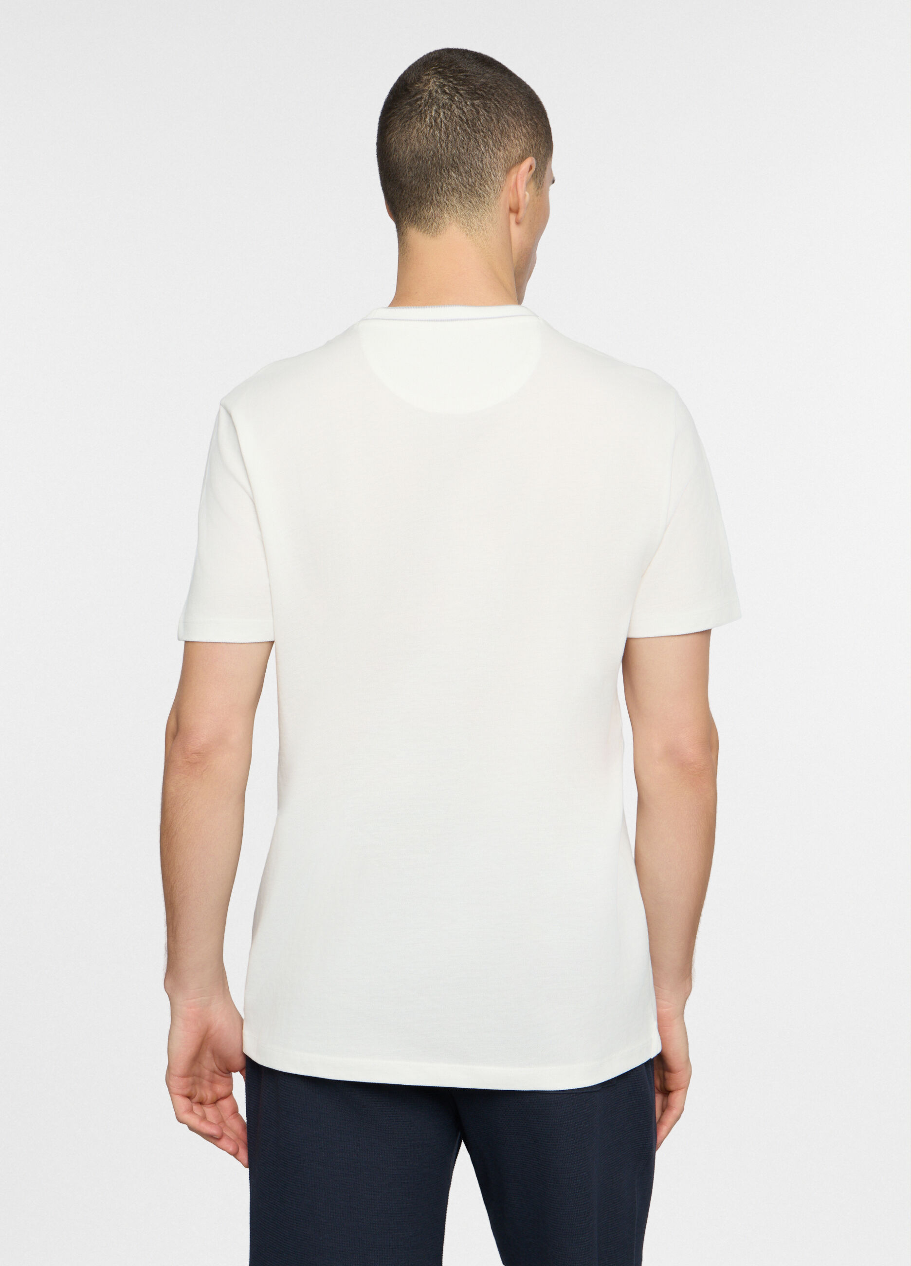 Maglietta girocollo in piquet di cotone uomo_1