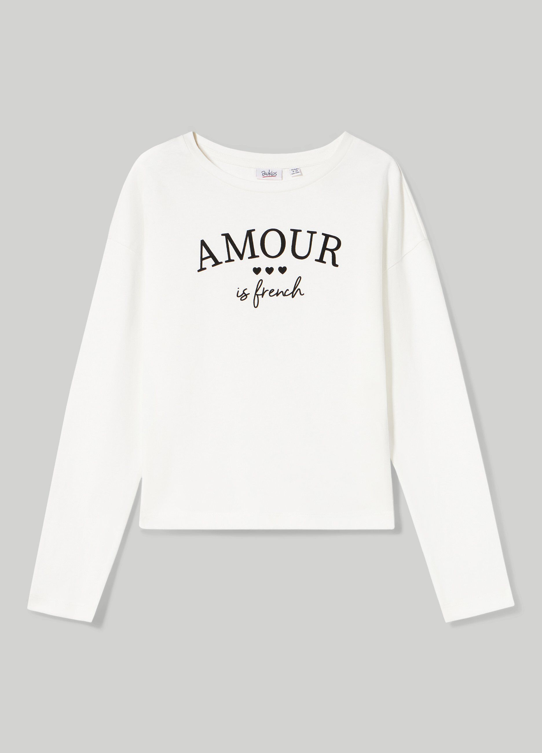 T shirt in puro cotone con stampa flock ragazza