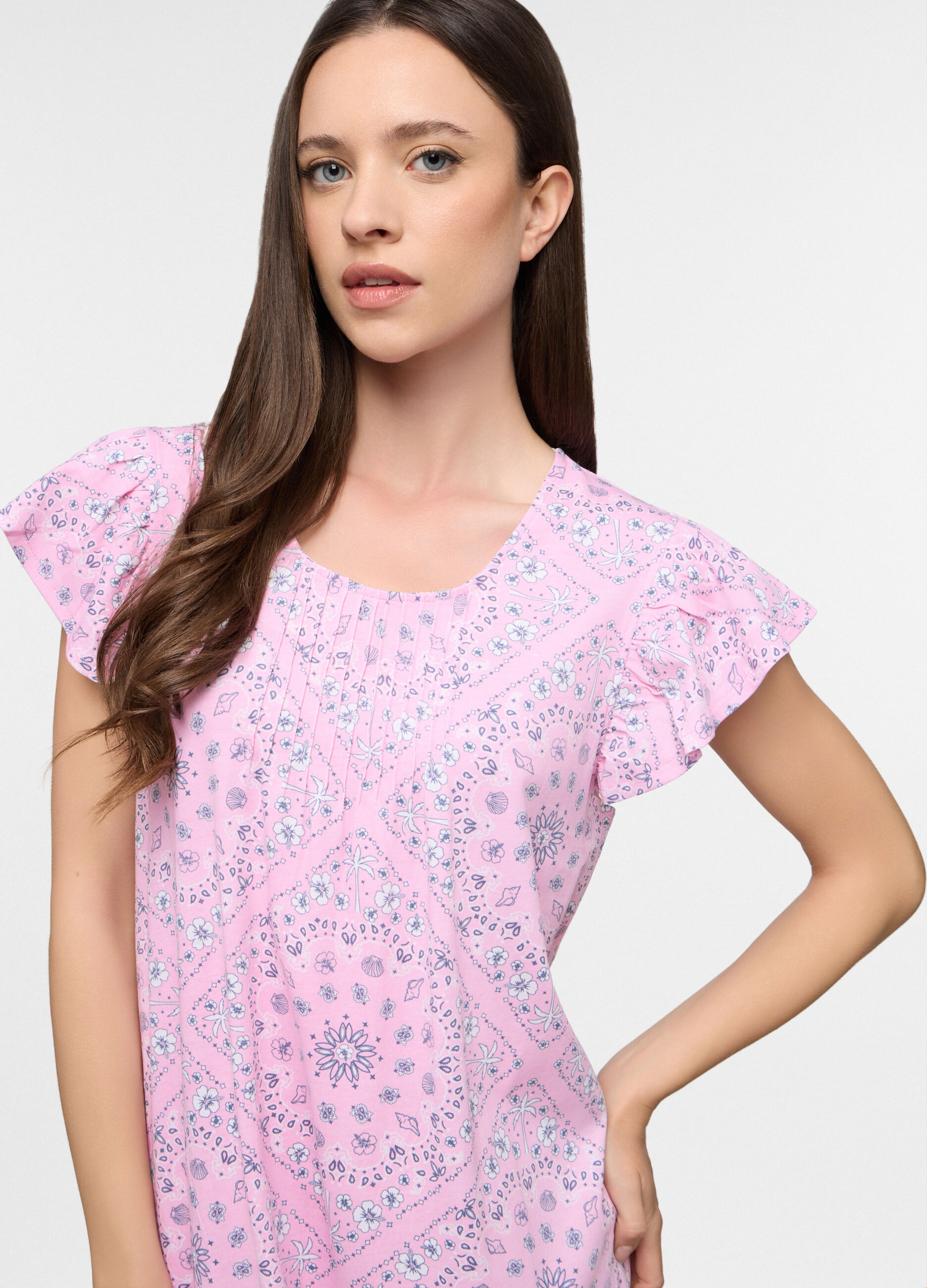Camicia da notte corta in jersey di puro cotone donna_2