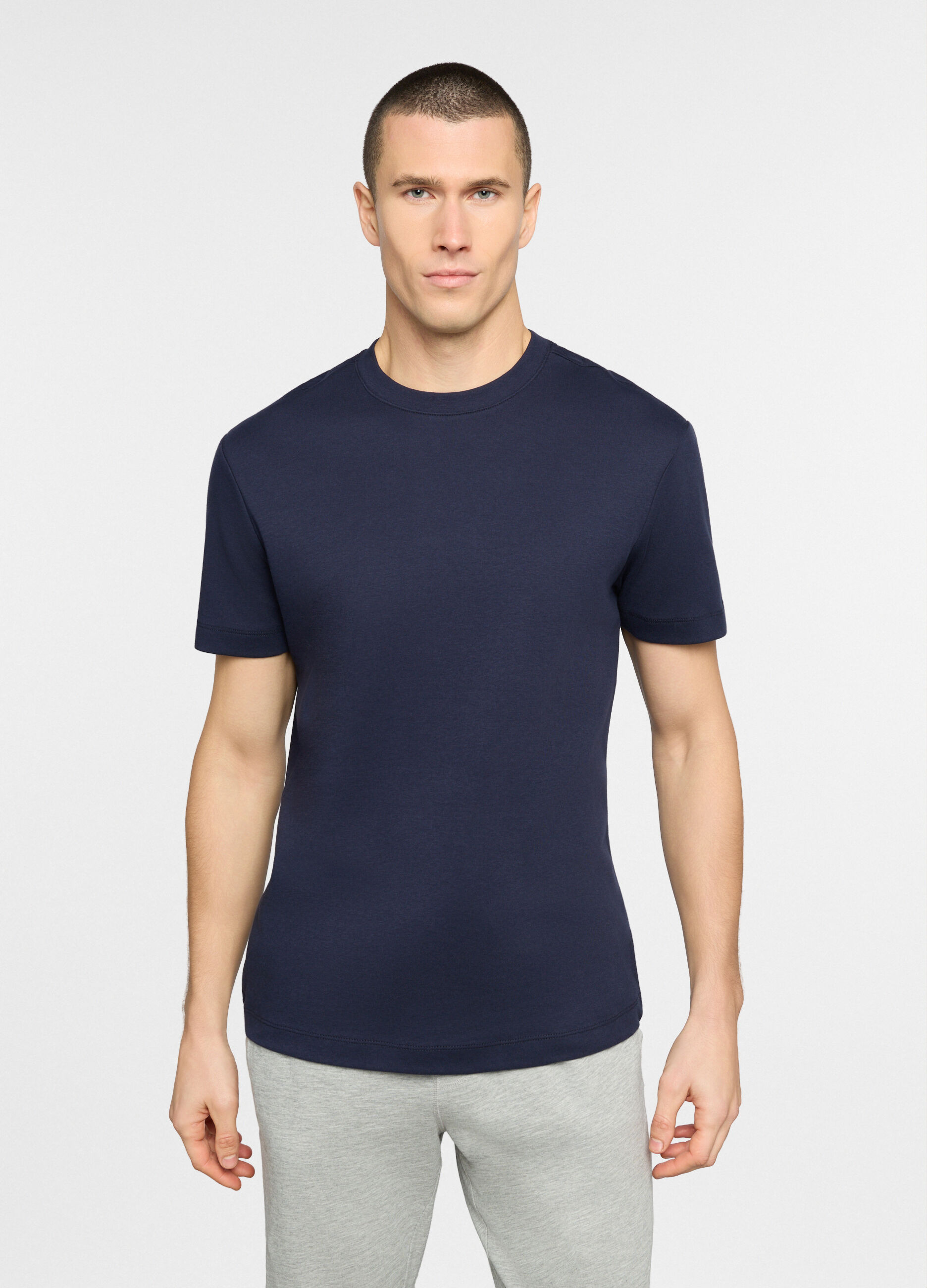 T-shirt girocollo in interlock di cotone uomo_0