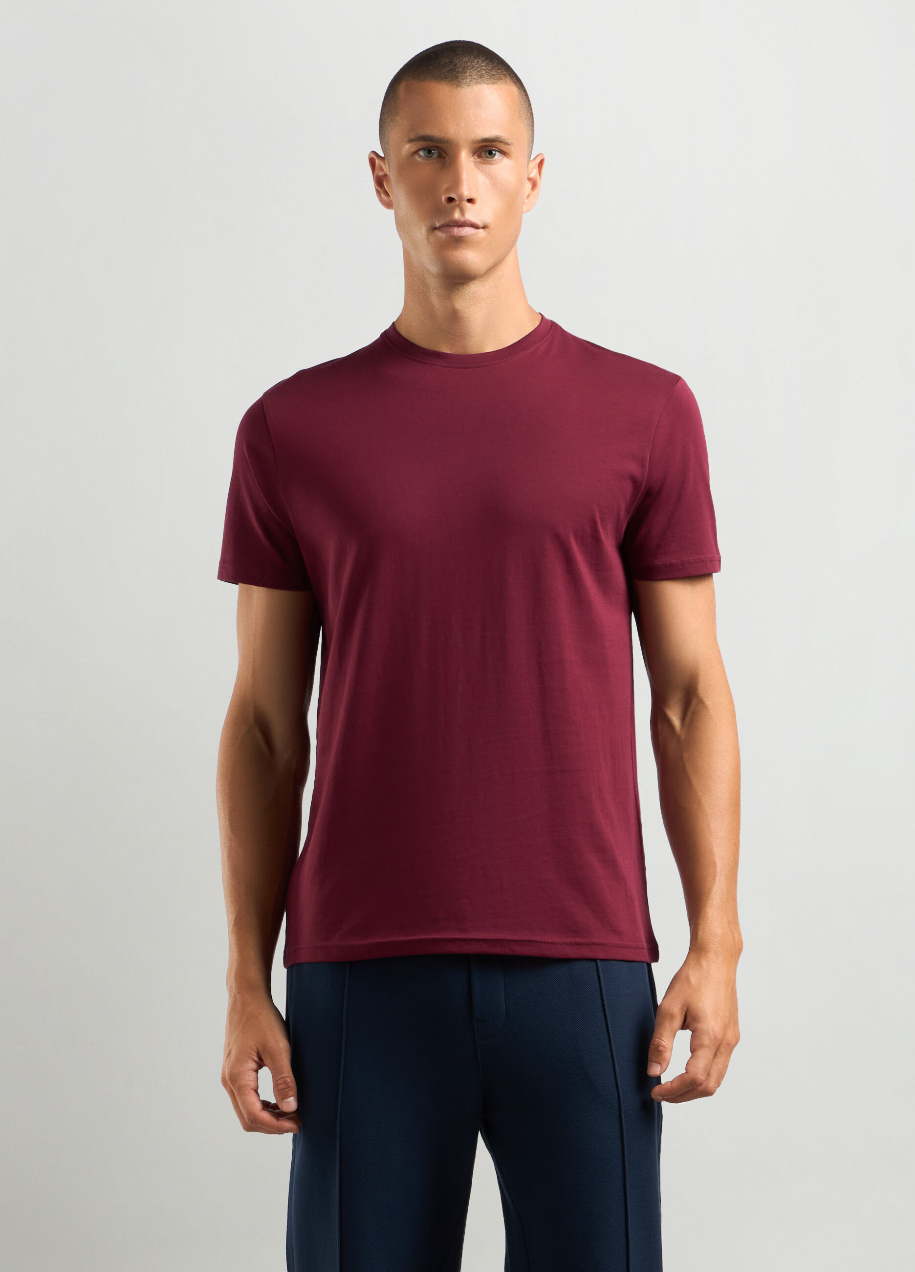 T-shirt girocollo in puro cotone uomo_0
