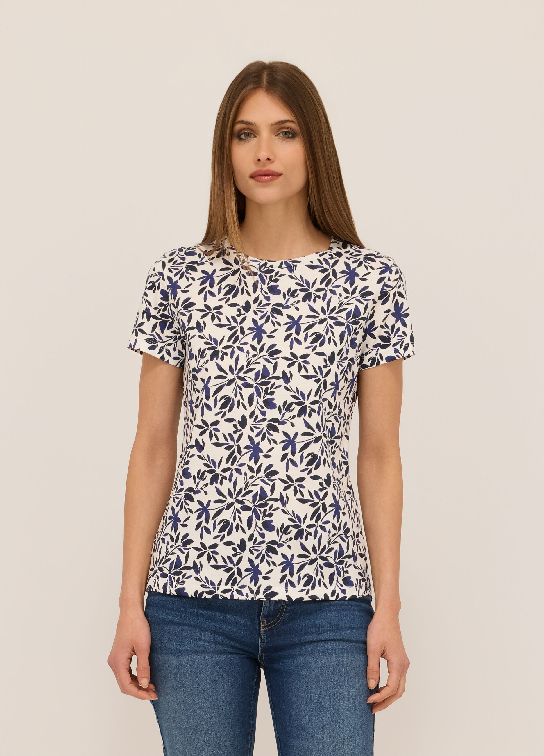 T-shirt in jersey di puro cotone donna_0