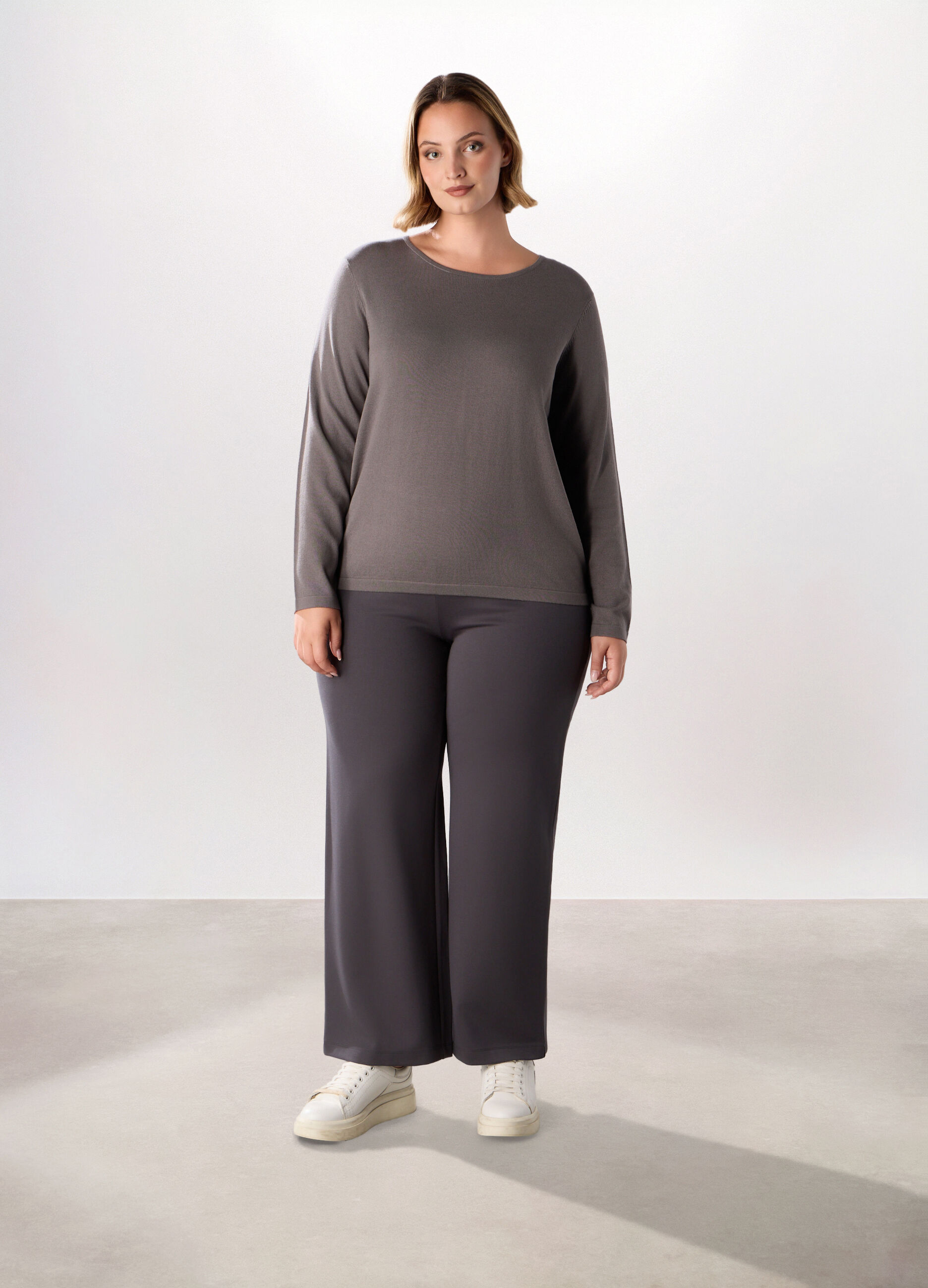 Pantaloni in misto viscosa donna curvy_0