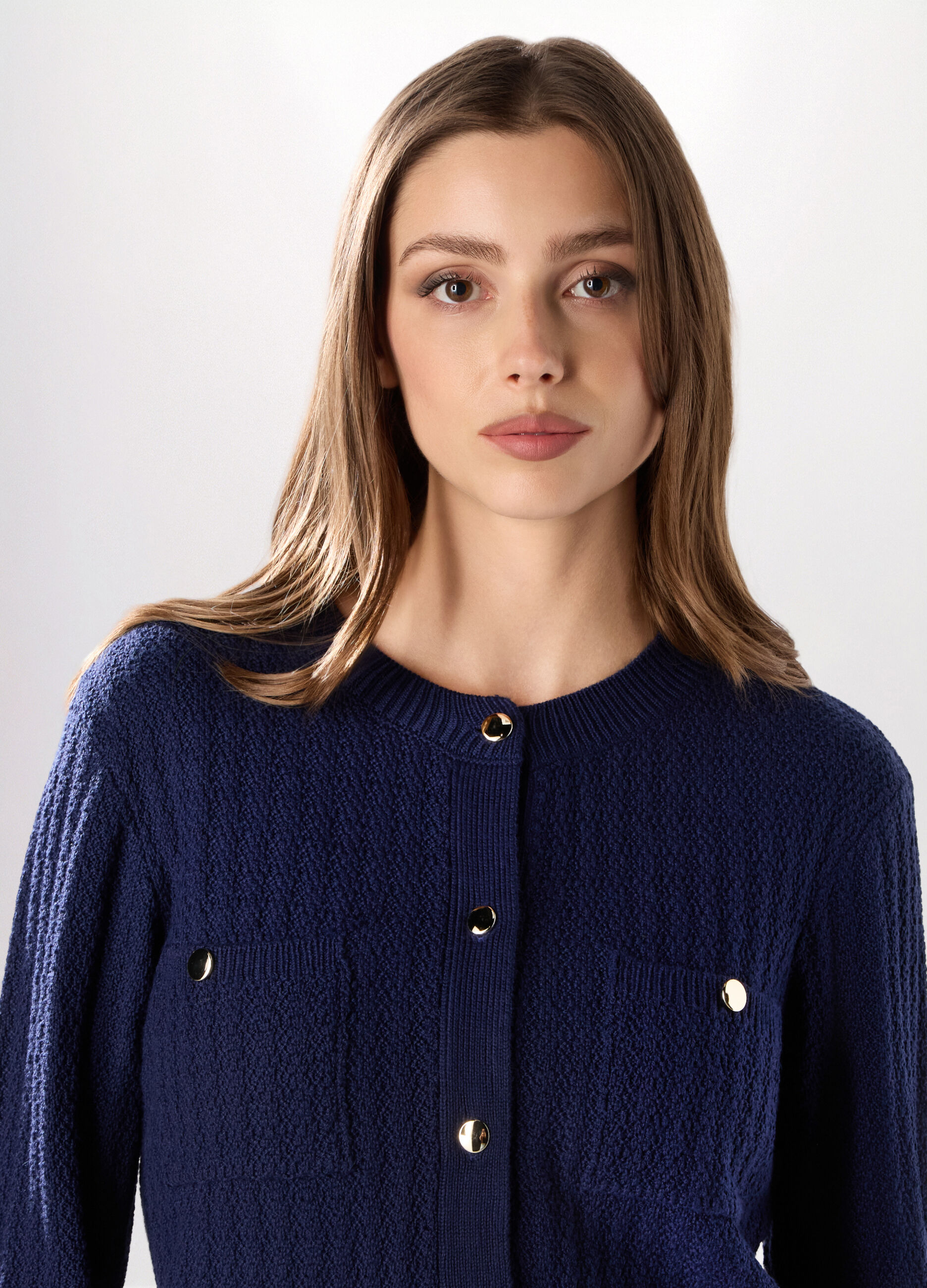 Giacca tricot con tasche donna_2