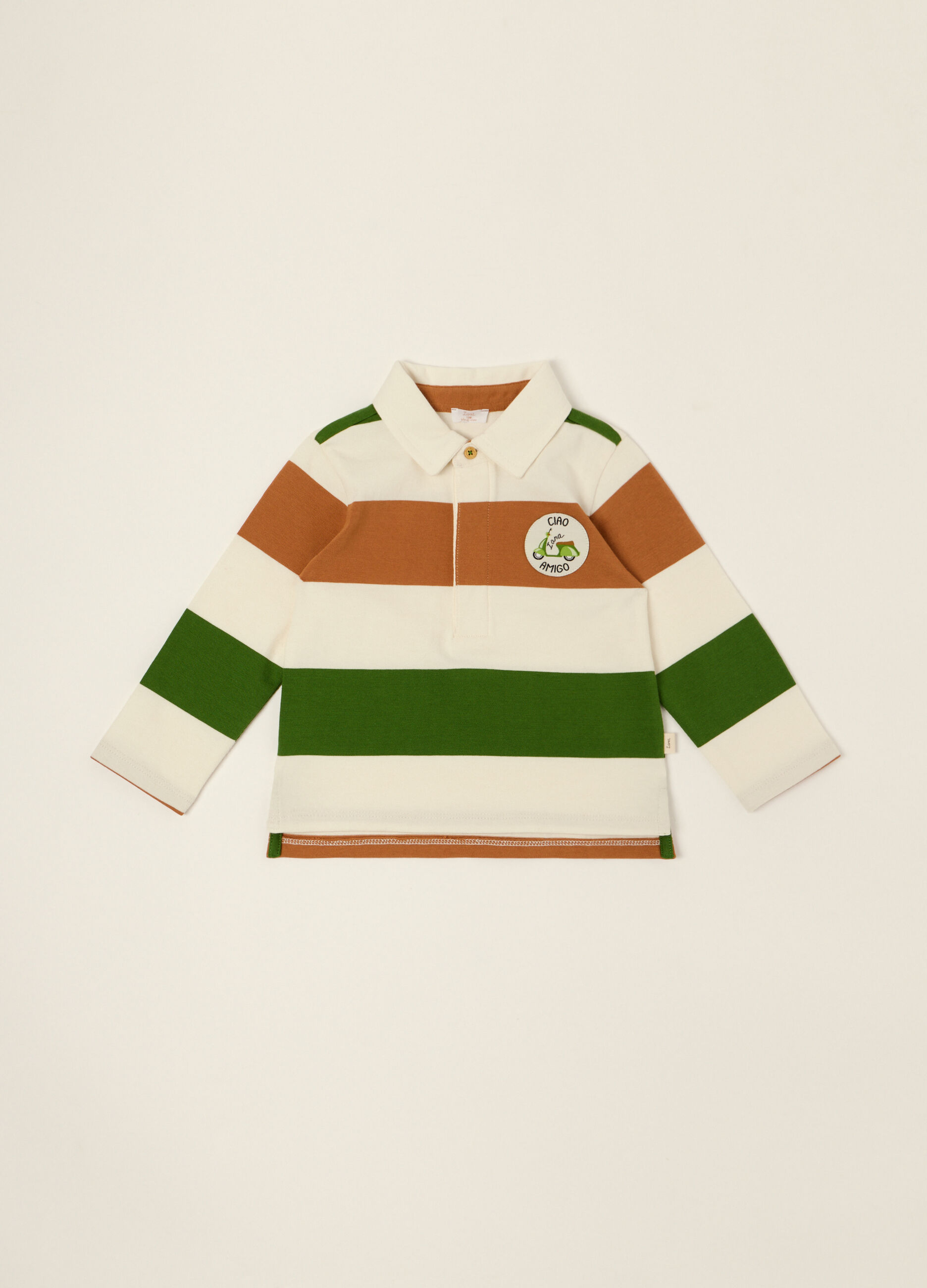 Polo a maniche lunghe multicolor in cotone organico_0