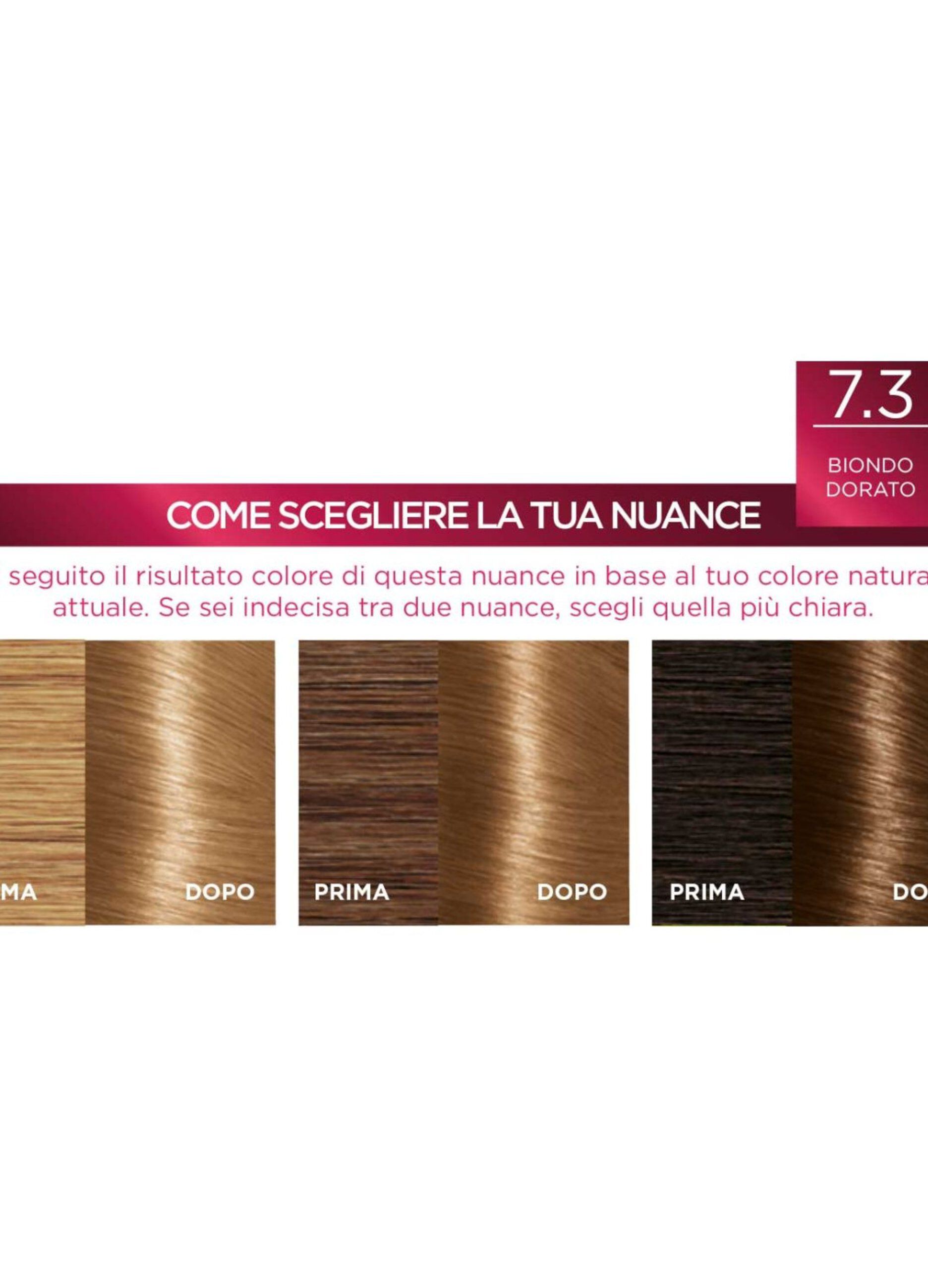 L'Oréal Paris Tinta Capelli Excellence, Copre i capelli bianchi, colore ricco, luminoso e a lunga durata, 7.3 Biondo Dorato.