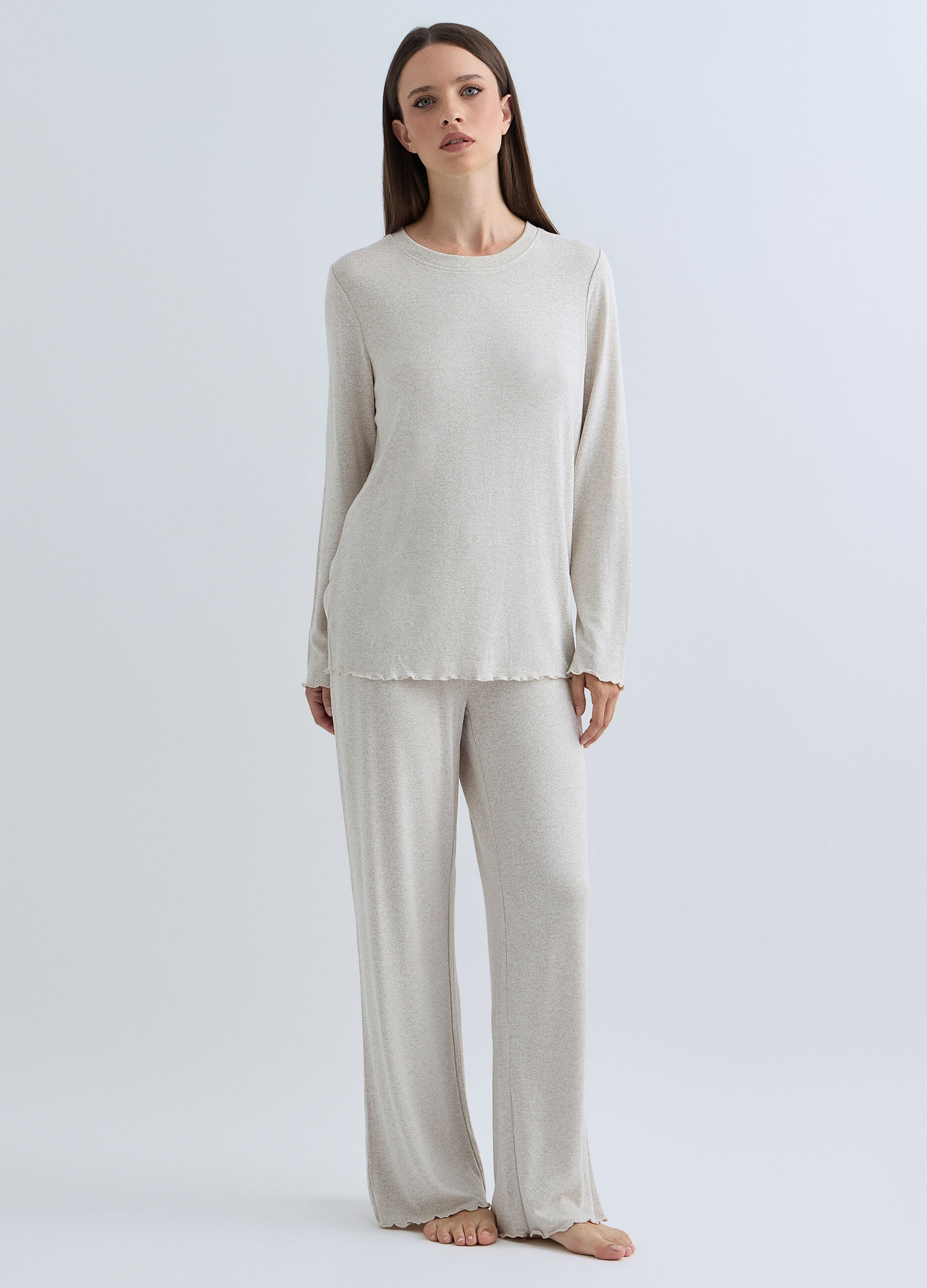Set pigiama lungo in velour misto viscosa stretch donna_0