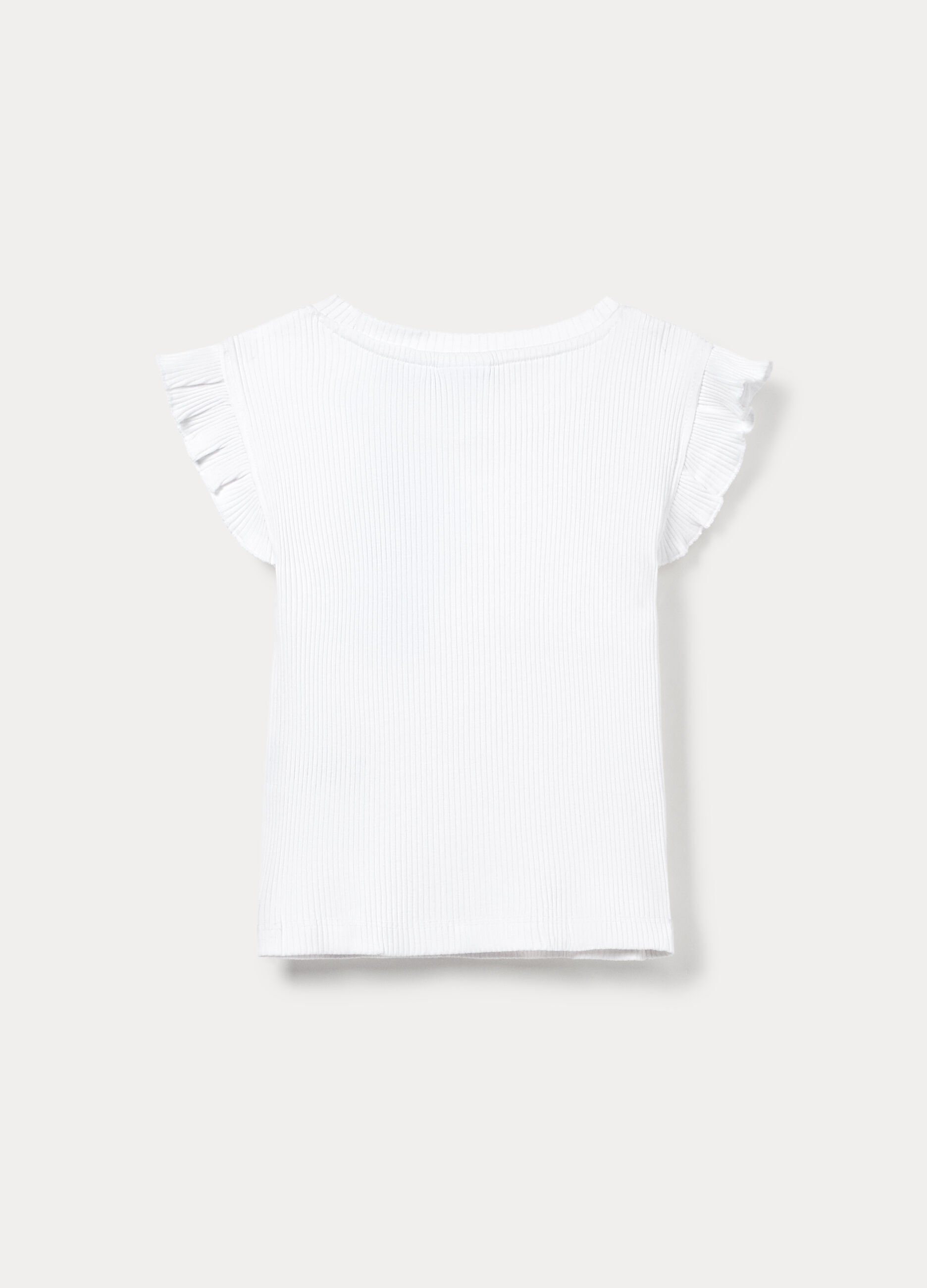 T-shirt in costina di cotone stretch bambina_1
