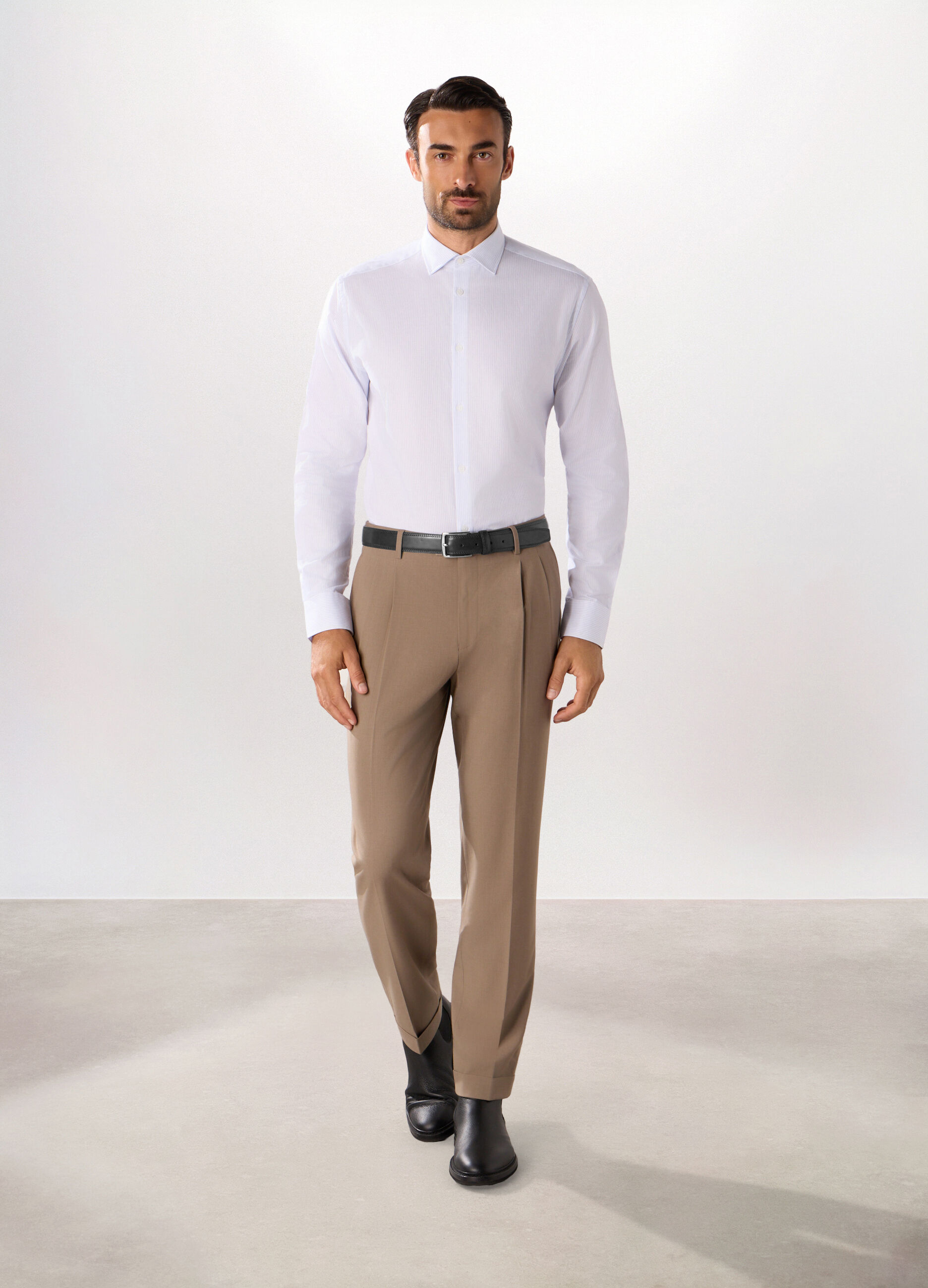 Pantalone regular in twill stretch uomo_0