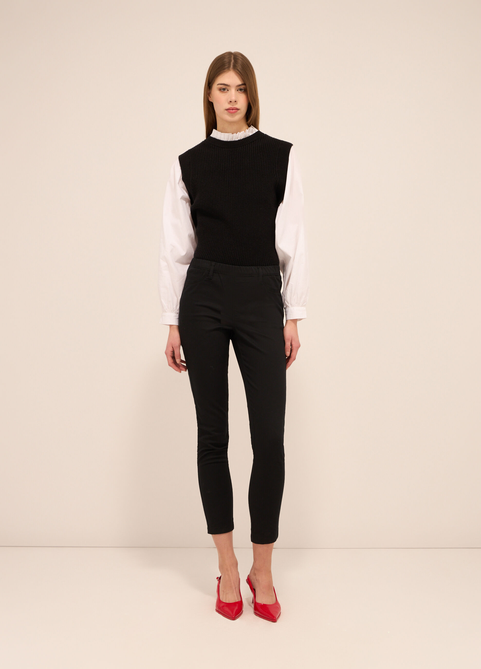 Jeggings in twill di misto cotone donna_0