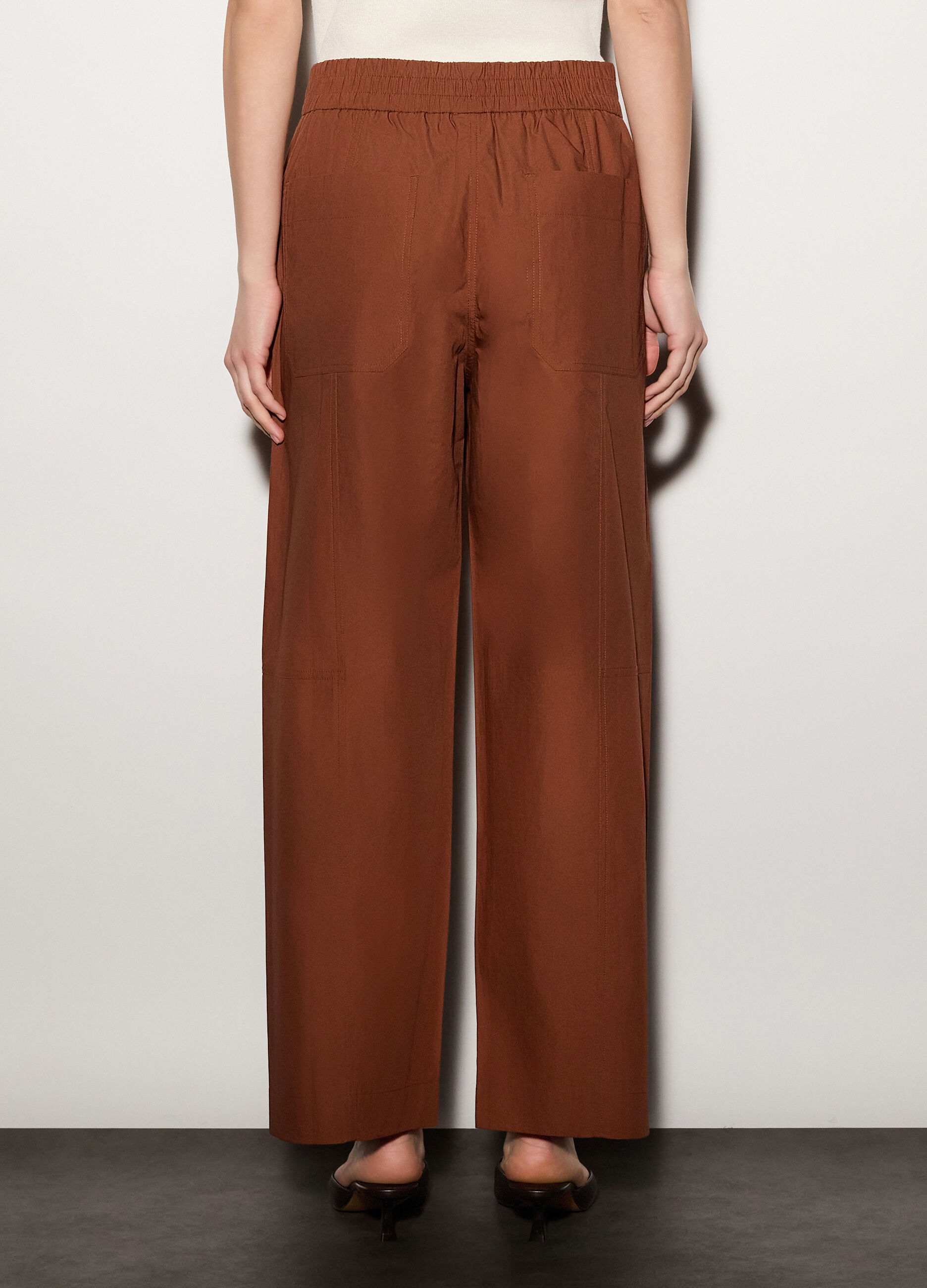 Pantaloni regular fit in popeline di puro cotone donna_2