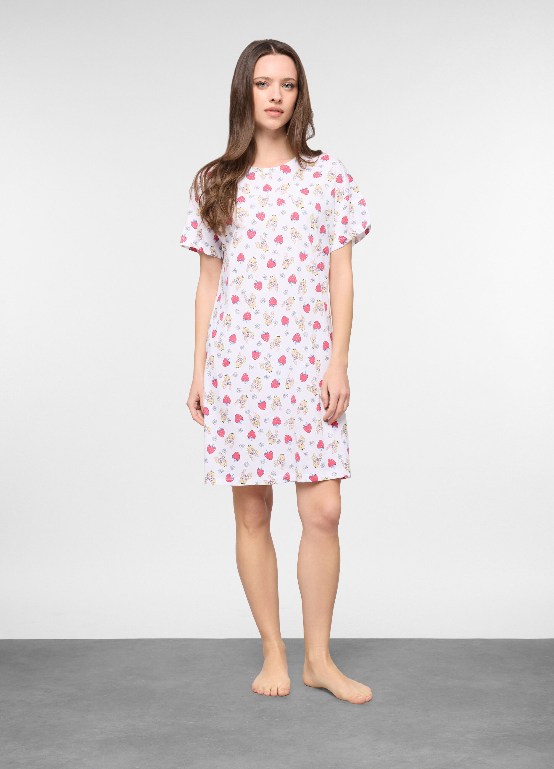 Camicia da notte in jersey di puro cotone donna_0