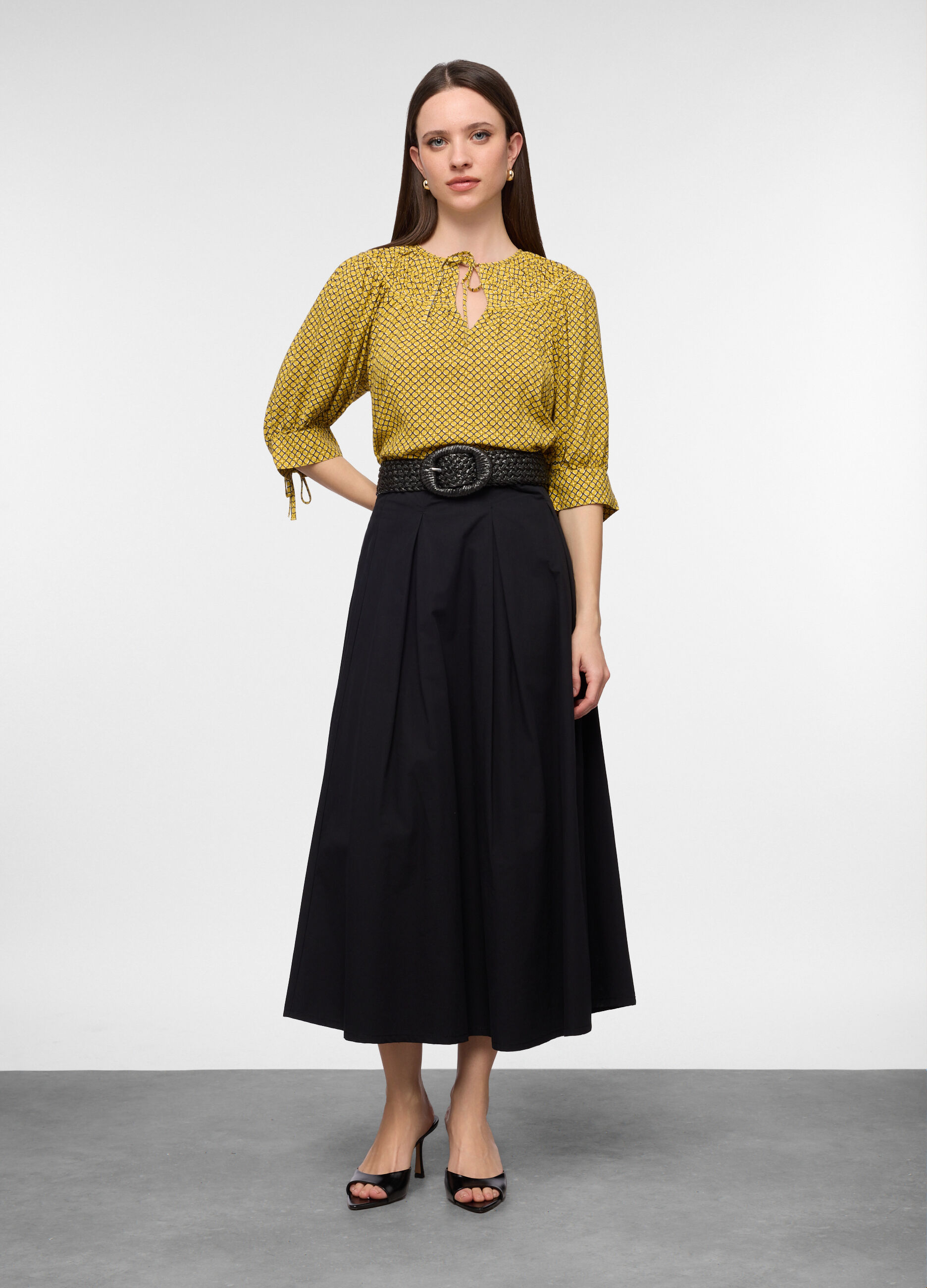 Gonna lunga in popeline di puro cotone donna_0