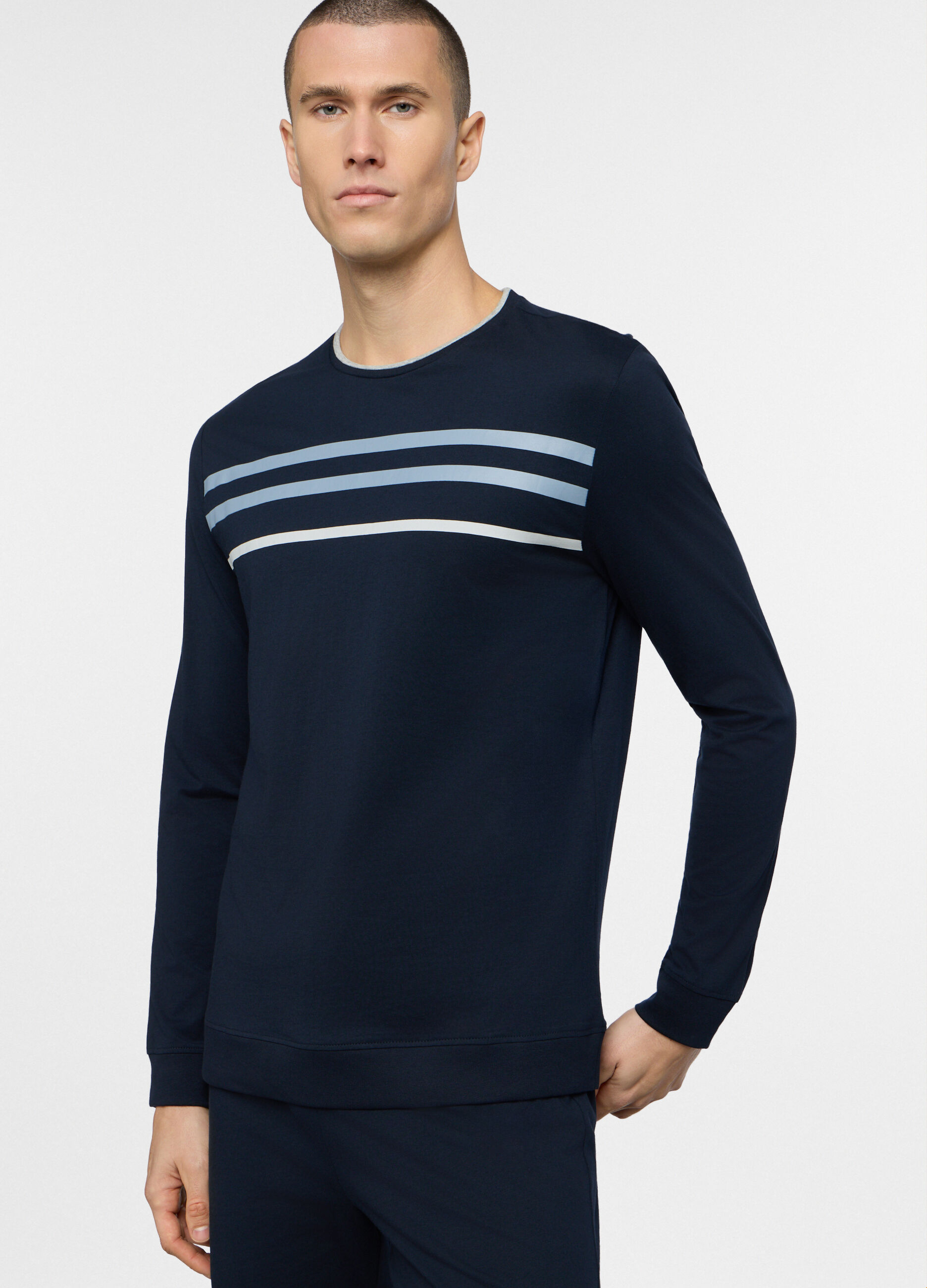 Pigiama lungo a girocollo in cotone uomo_2